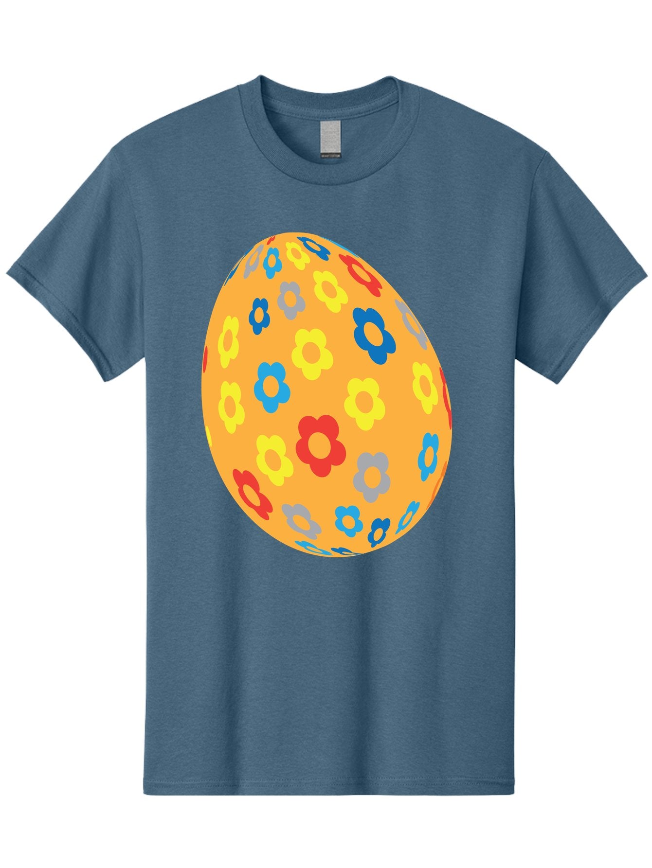 Floral-Easter-Egg Men'S Graphic Tee, 100% Cotton, Comfortable Casual Summer Wear, Machine Washable, Orange Easter Egg, Colorful Flowers, Decorative Pattern, Festive Design, Spring Theme, Vibrant Colors, Easter Decoration, Floral Motif Aac728 8
