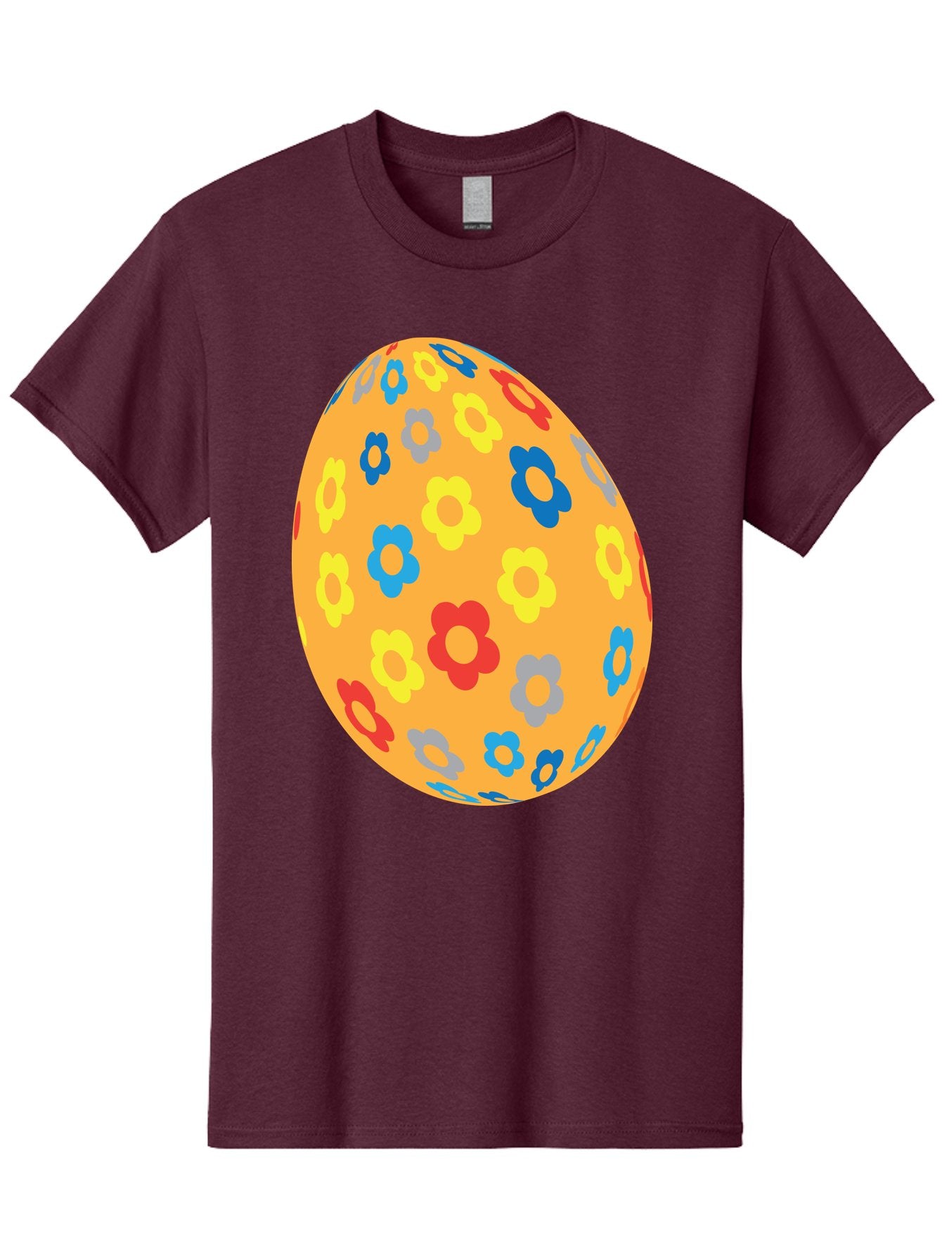 Floral-Easter-Egg Men'S Graphic Tee, 100% Cotton, Comfortable Casual Summer Wear, Machine Washable, Orange Easter Egg, Colorful Flowers, Decorative Pattern, Festive Design, Spring Theme, Vibrant Colors, Easter Decoration, Floral Motif Aac728 10