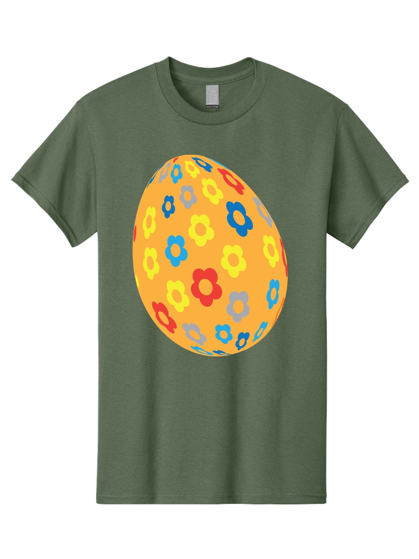 Floral-Easter-Egg Men'S Graphic Tee, 100% Cotton, Comfortable Casual Summer Wear, Machine Washable, Orange Easter Egg, Colorful Flowers, Decorative Pattern, Festive Design, Spring Theme, Vibrant Colors, Easter Decoration, Floral Motif Aac728 4