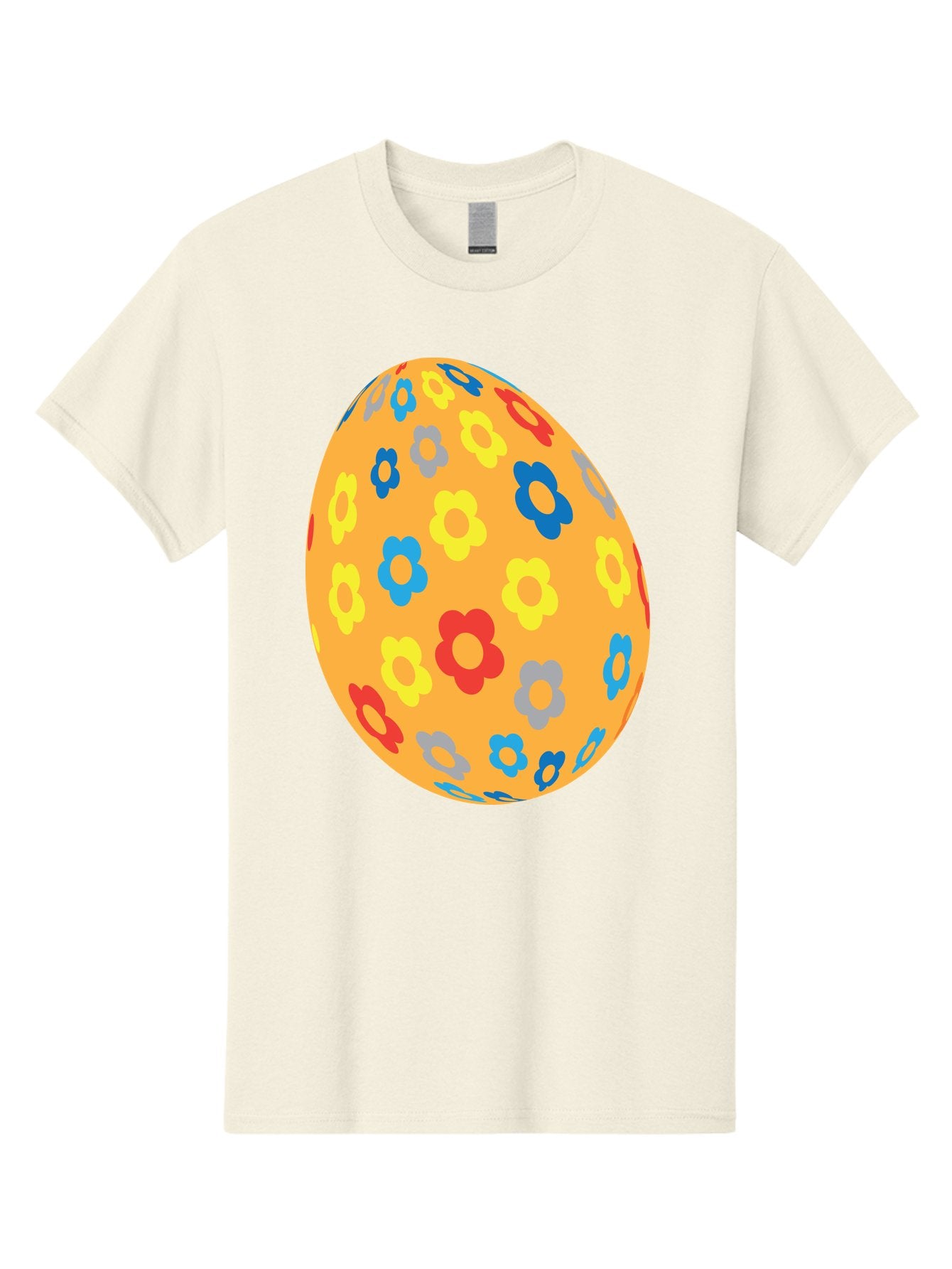 Floral-Easter-Egg Men'S Graphic Tee, 100% Cotton, Comfortable Casual Summer Wear, Machine Washable, Orange Easter Egg, Colorful Flowers, Decorative Pattern, Festive Design, Spring Theme, Vibrant Colors, Easter Decoration, Floral Motif Aac728 14
