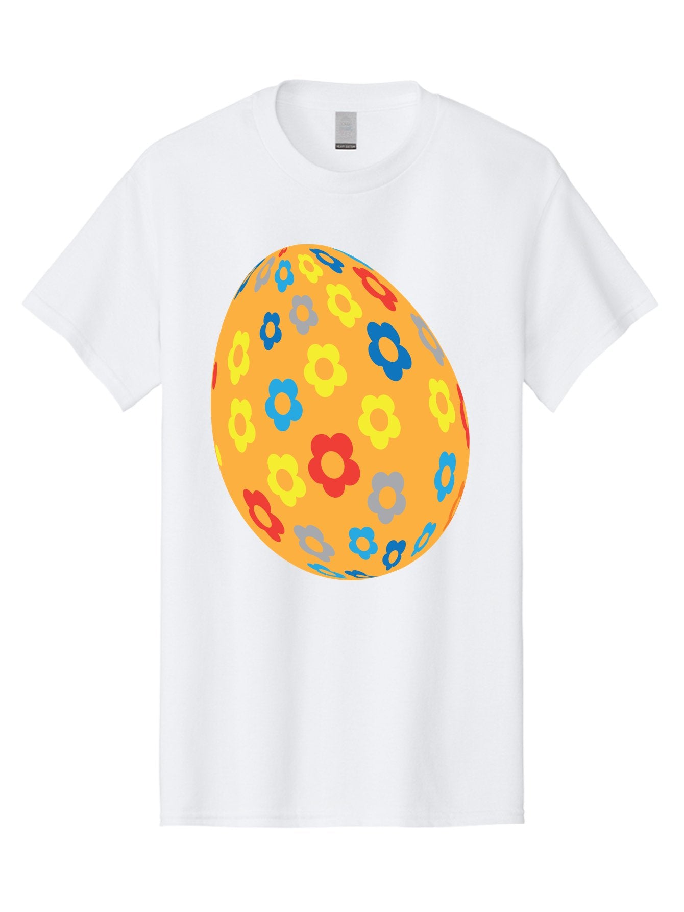 Floral-Easter-Egg Men'S Graphic Tee, 100% Cotton, Comfortable Casual Summer Wear, Machine Washable, Orange Easter Egg, Colorful Flowers, Decorative Pattern, Festive Design, Spring Theme, Vibrant Colors, Easter Decoration, Floral Motif Aac728 15