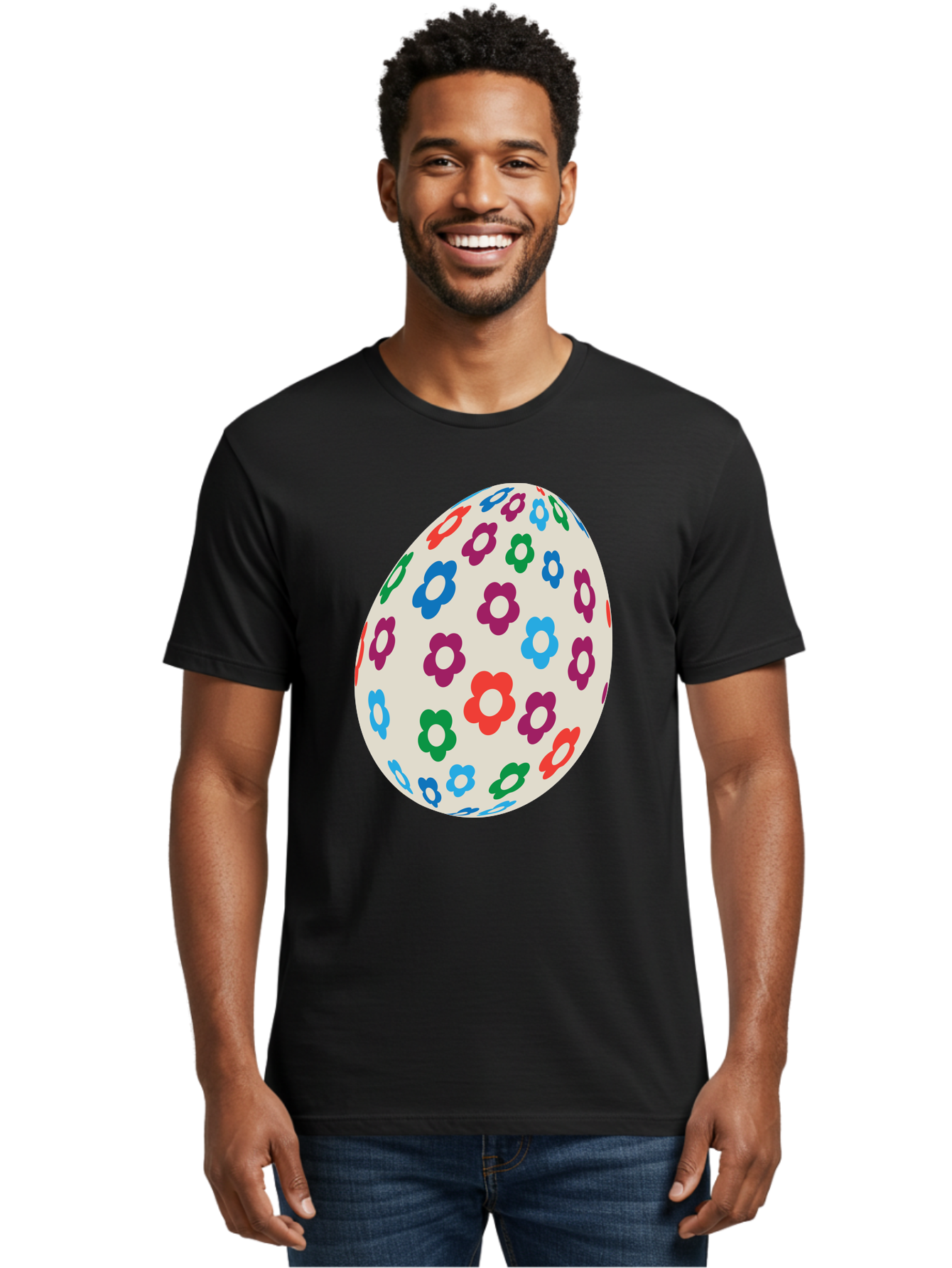 Floral-Egg-1 Men'S Graphic Tee, 100% Cotton, Comfortable Casual Summer Wear, Machine Washable, Colorful Flowers, Easter Egg Decoration, Floral Pattern, Pastel Colors, Festive Design, Spring Theme, Easter Celebration Aac729 14