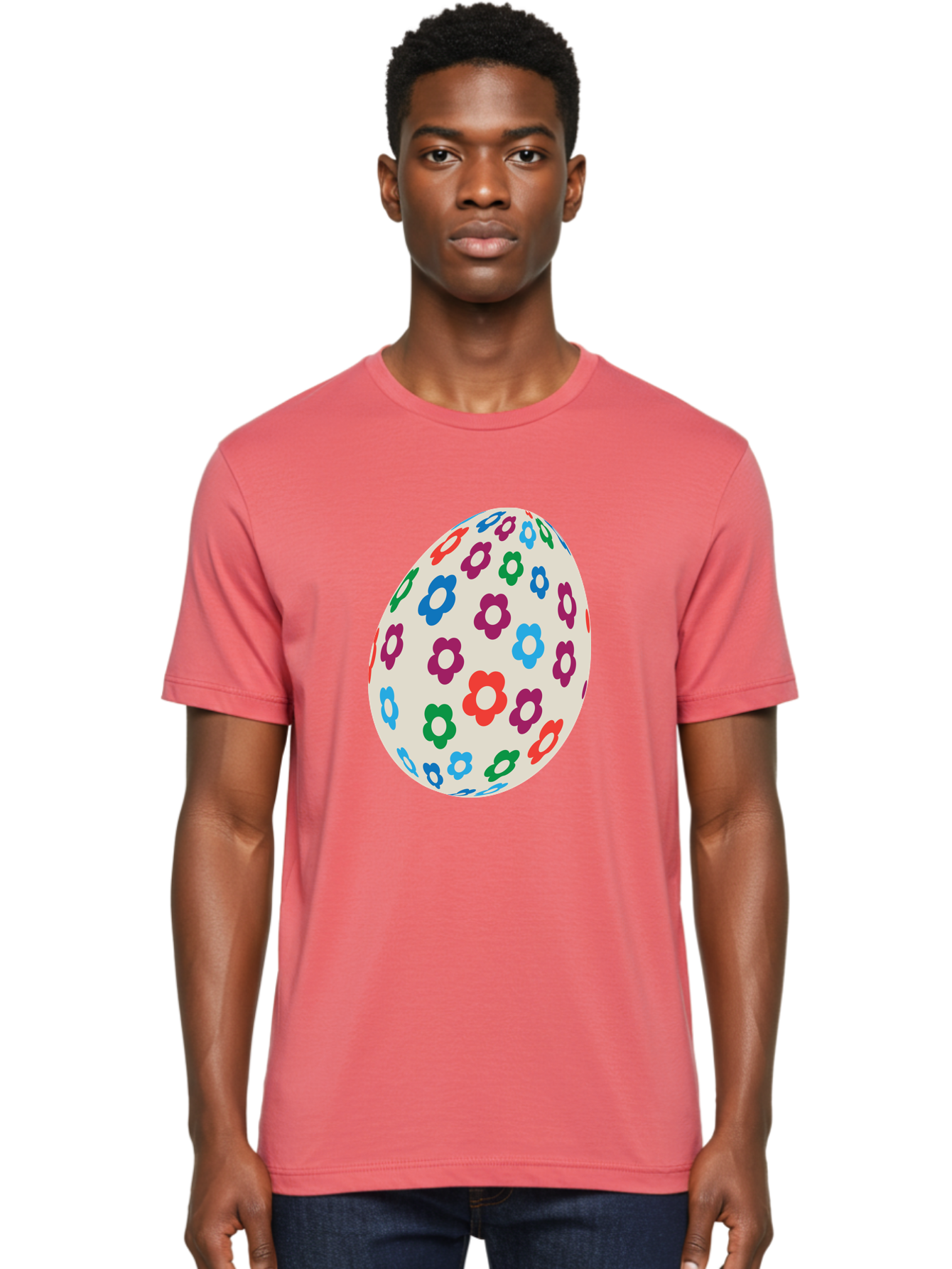 Floral-Egg-1 Men'S Graphic Tee, 100% Cotton, Comfortable Casual Summer Wear, Machine Washable, Colorful Flowers, Easter Egg Decoration, Floral Pattern, Pastel Colors, Festive Design, Spring Theme, Easter Celebration Aac729 30