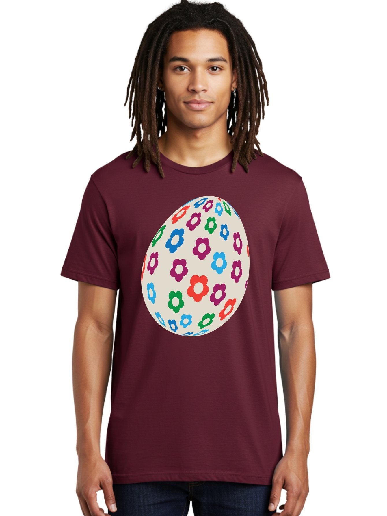 Floral-Egg-1 Men'S Graphic Tee, 100% Cotton, Comfortable Casual Summer Wear, Machine Washable, Colorful Flowers, Easter Egg Decoration, Floral Pattern, Pastel Colors, Festive Design, Spring Theme, Easter Celebration Aac729 21