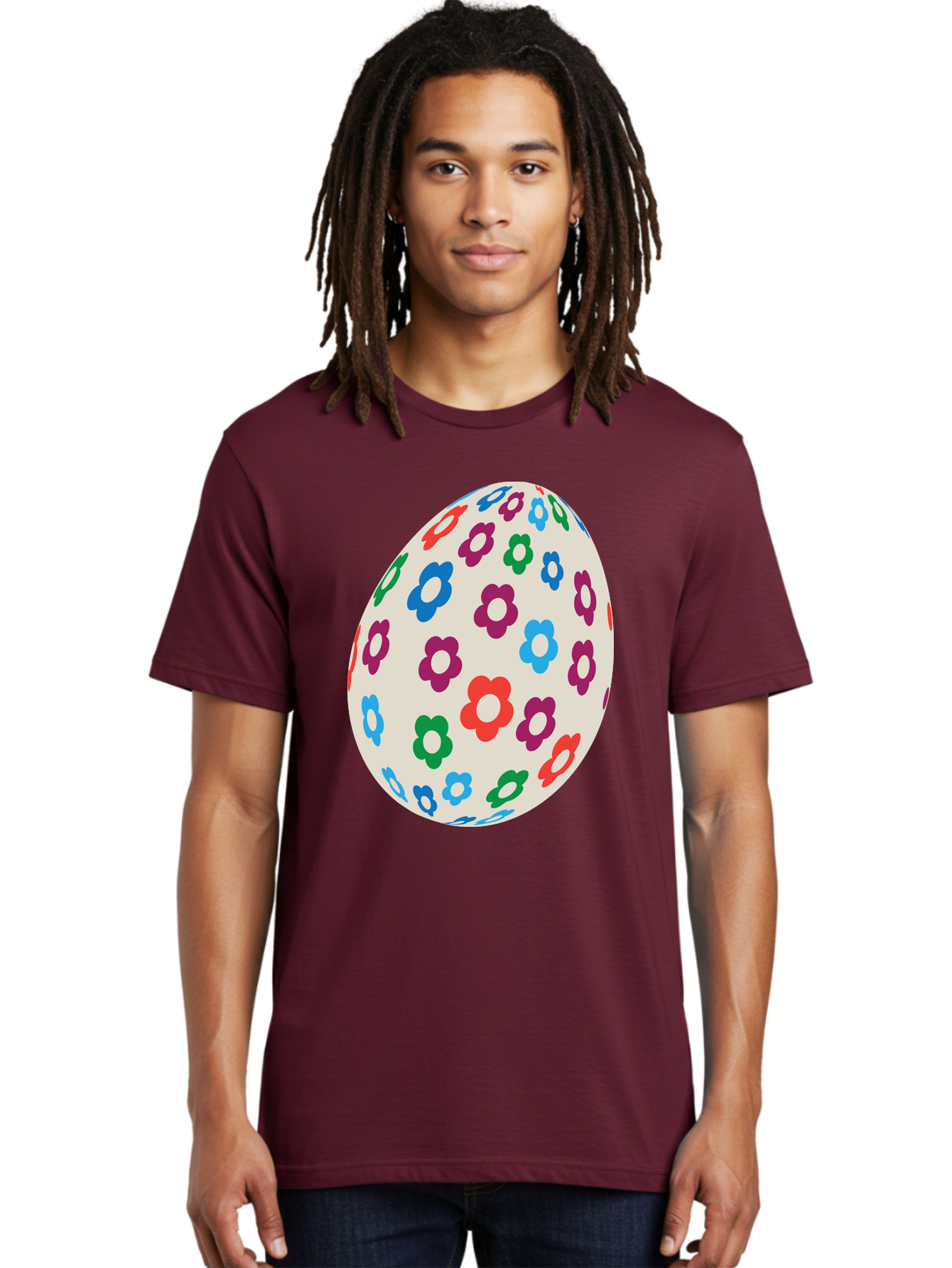 Floral-Egg-1 Men'S Graphic Tee, 100% Cotton, Comfortable Casual Summer Wear, Machine Washable, Colorful Flowers, Easter Egg Decoration, Floral Pattern, Pastel Colors, Festive Design, Spring Theme, Easter Celebration Aac729 20