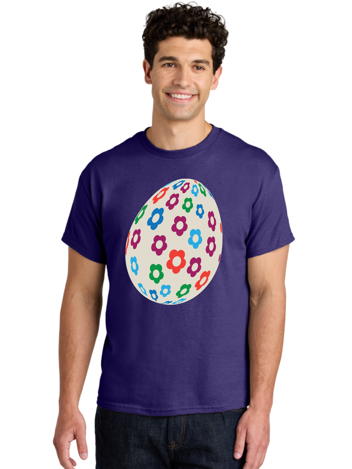 Floral-Egg-1 Men'S Graphic Tee, 100% Cotton, Comfortable Casual Summer Wear, Machine Washable, Colorful Flowers, Easter Egg Decoration, Floral Pattern, Pastel Colors, Festive Design, Spring Theme, Easter Celebration Aac729 8