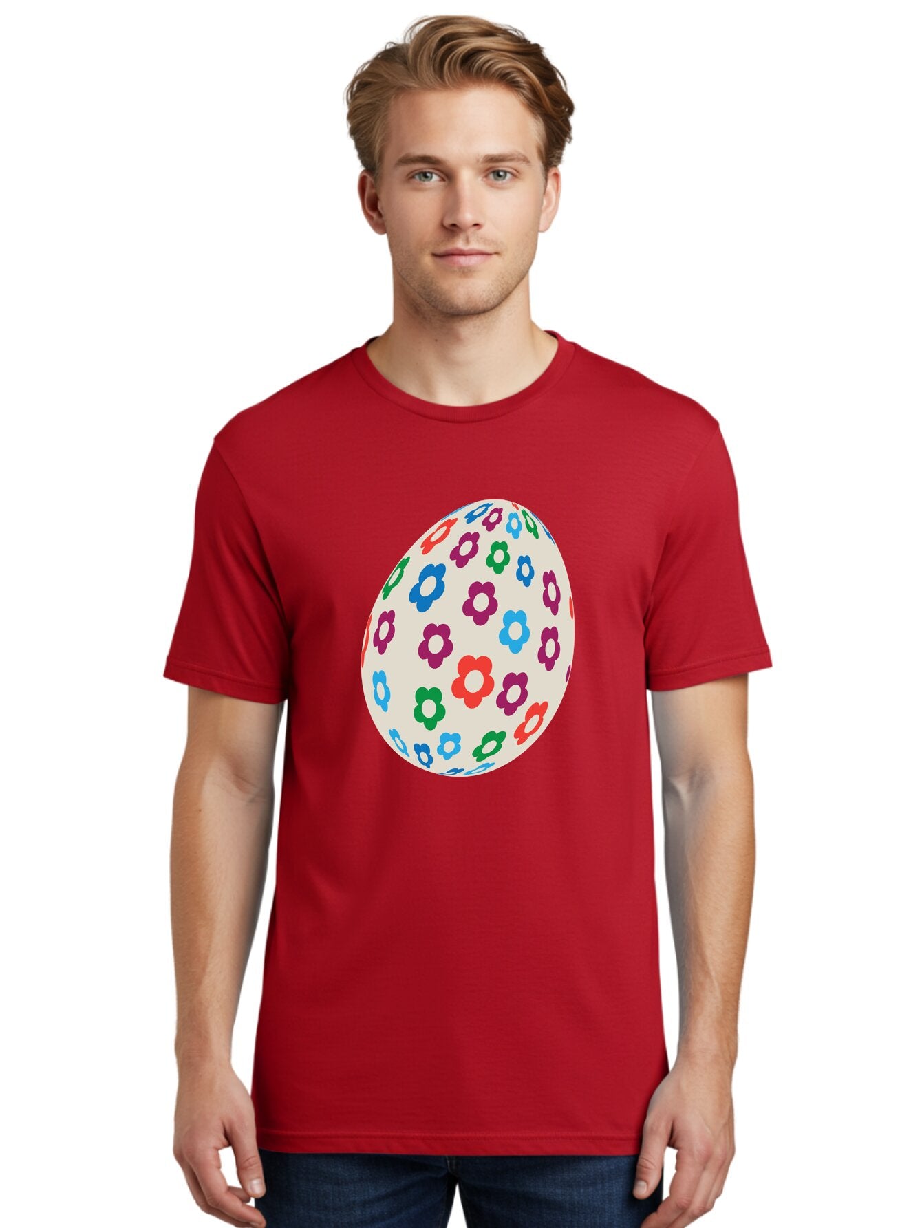 Floral-Egg-1 Men'S Graphic Tee, 100% Cotton, Comfortable Casual Summer Wear, Machine Washable, Colorful Flowers, Easter Egg Decoration, Floral Pattern, Pastel Colors, Festive Design, Spring Theme, Easter Celebration Aac729 17