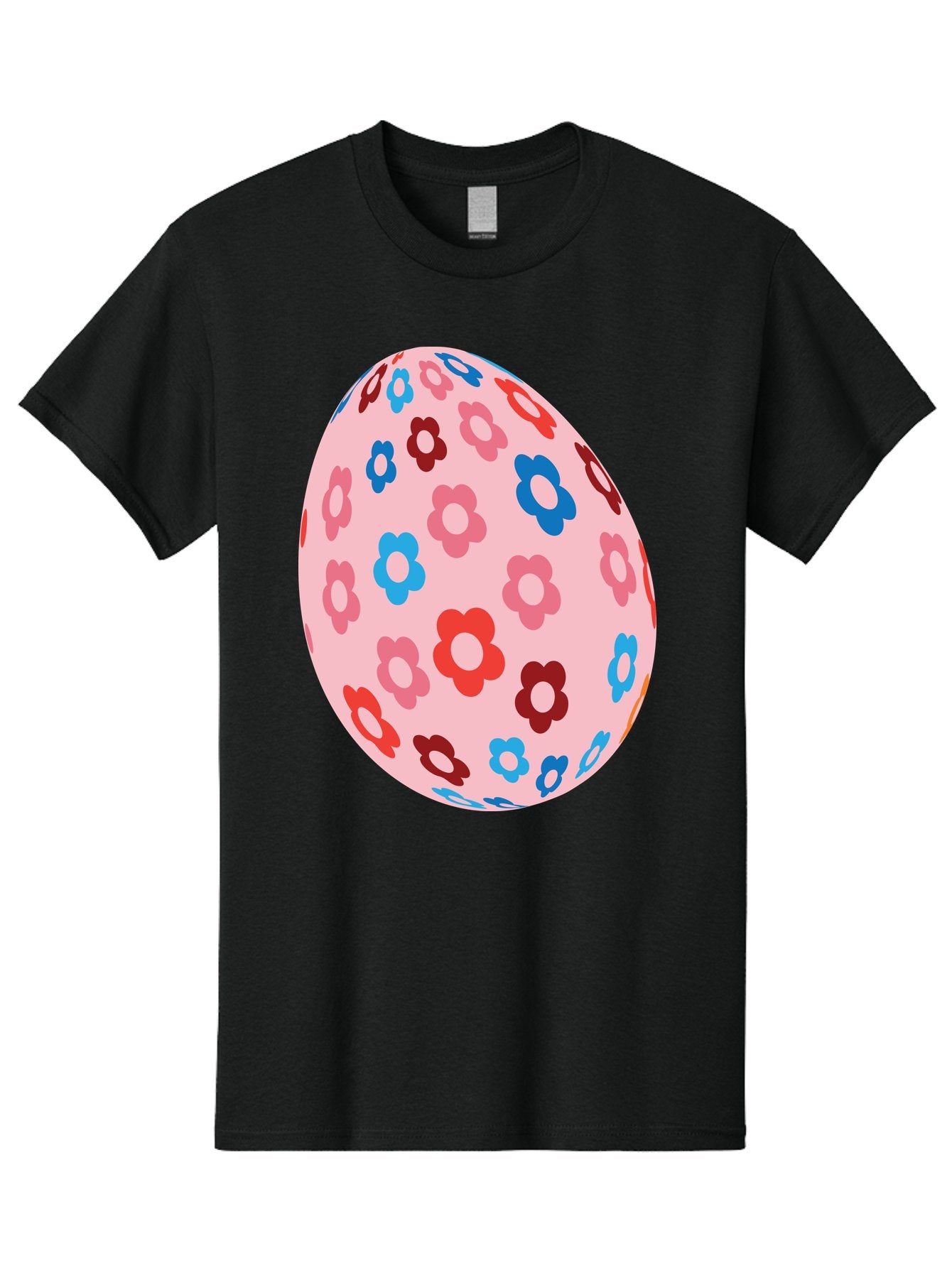 Floral-Egg-2 Men'S Graphic Tee, 100% Cotton, Comfortable Casual Summer Wear, Machine Washable, Easter Egg, Floral Pattern, Pink Background, Red Flowers, Blue Flowers, Colorful Design, Spring Theme, Easter Decoration, Digital Illustration, Aac730 7