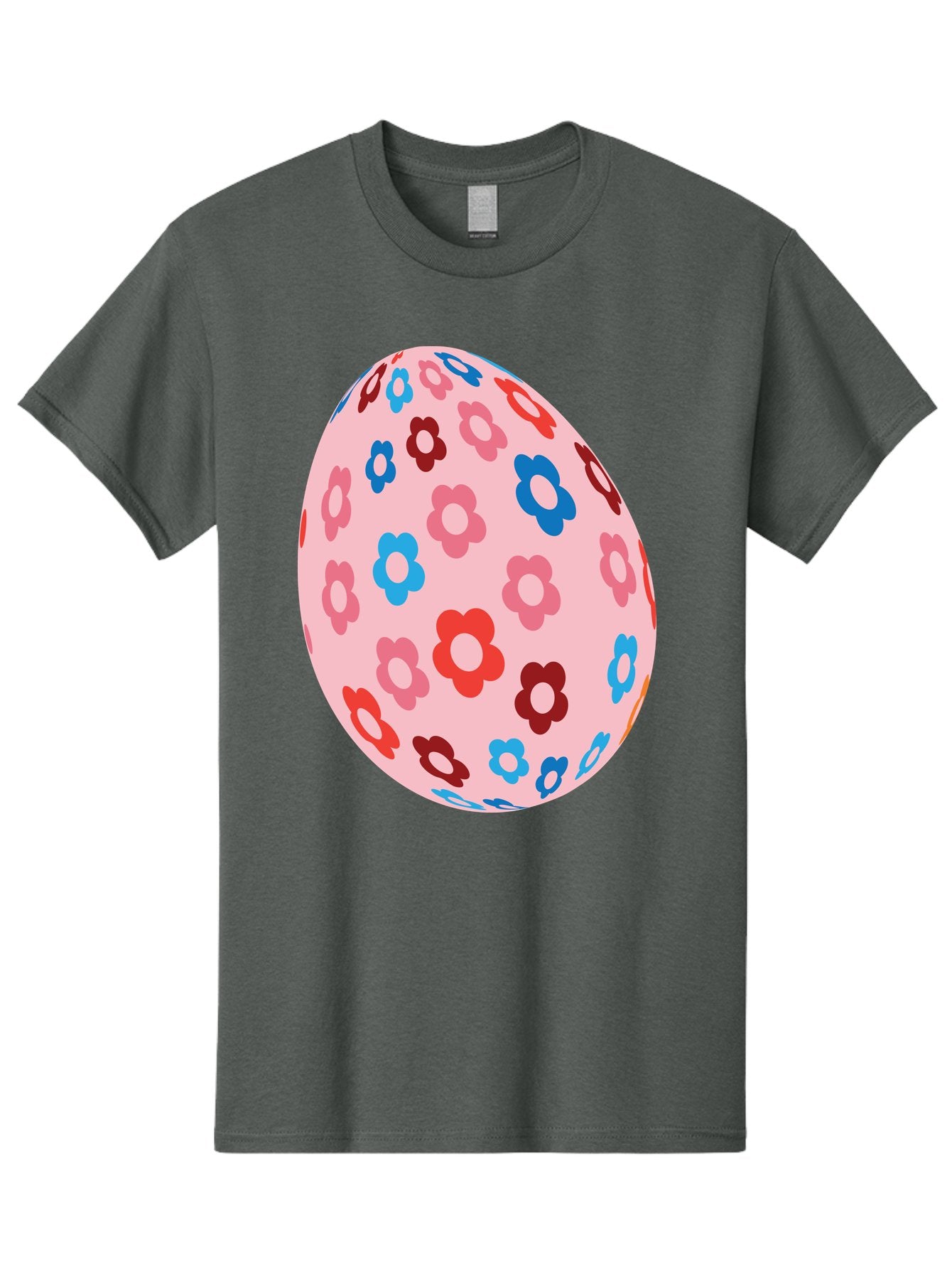 Floral-Egg-2 Men'S Graphic Tee, 100% Cotton, Comfortable Casual Summer Wear, Machine Washable, Easter Egg, Floral Pattern, Pink Background, Red Flowers, Blue Flowers, Colorful Design, Spring Theme, Easter Decoration, Digital Illustration, Aac730 13