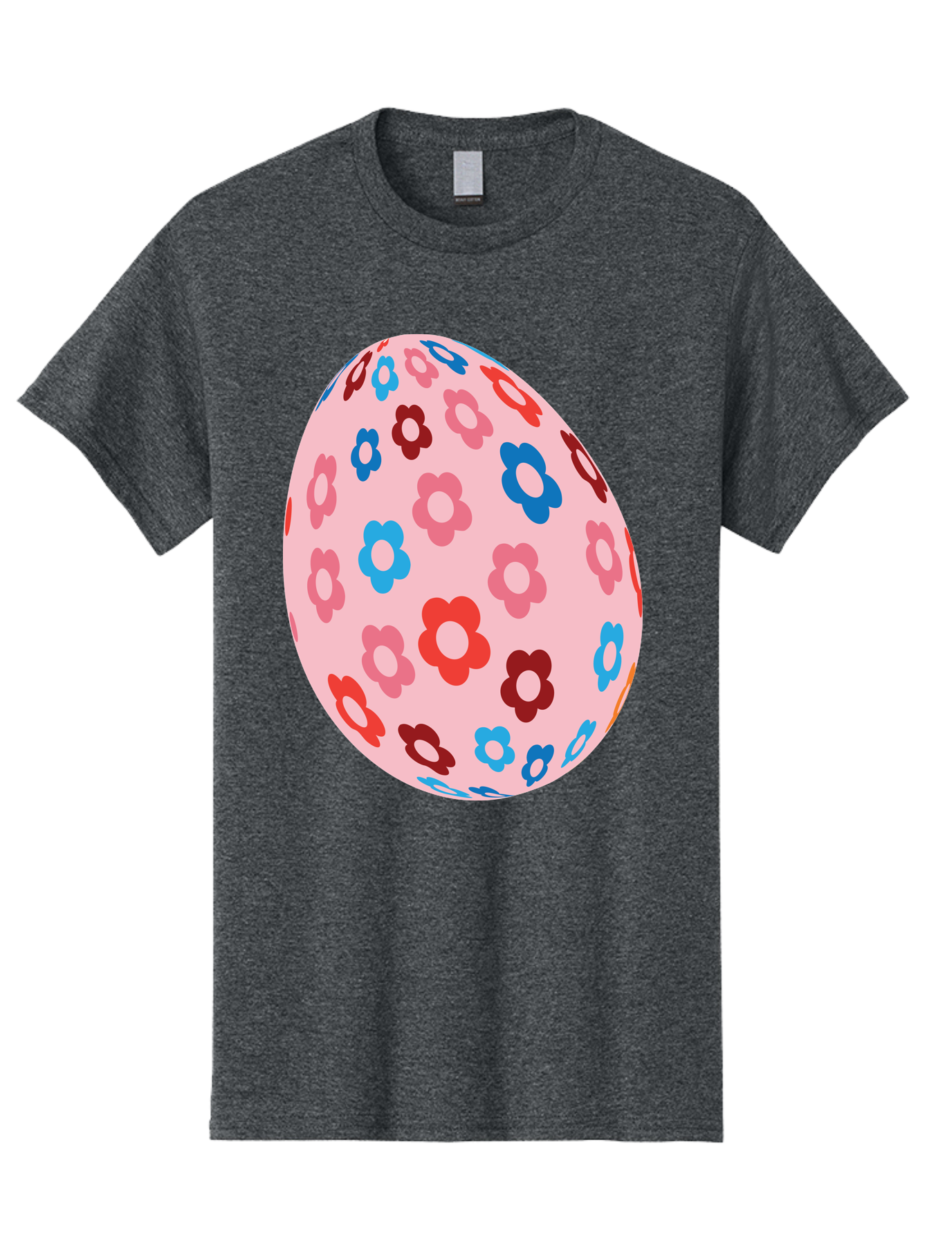 Floral-Egg-2 Men'S Graphic Tee, 100% Cotton, Comfortable Casual Summer Wear, Machine Washable, Easter Egg, Floral Pattern, Pink Background, Red Flowers, Blue Flowers, Colorful Design, Spring Theme, Easter Decoration, Digital Illustration, Aac730 15
