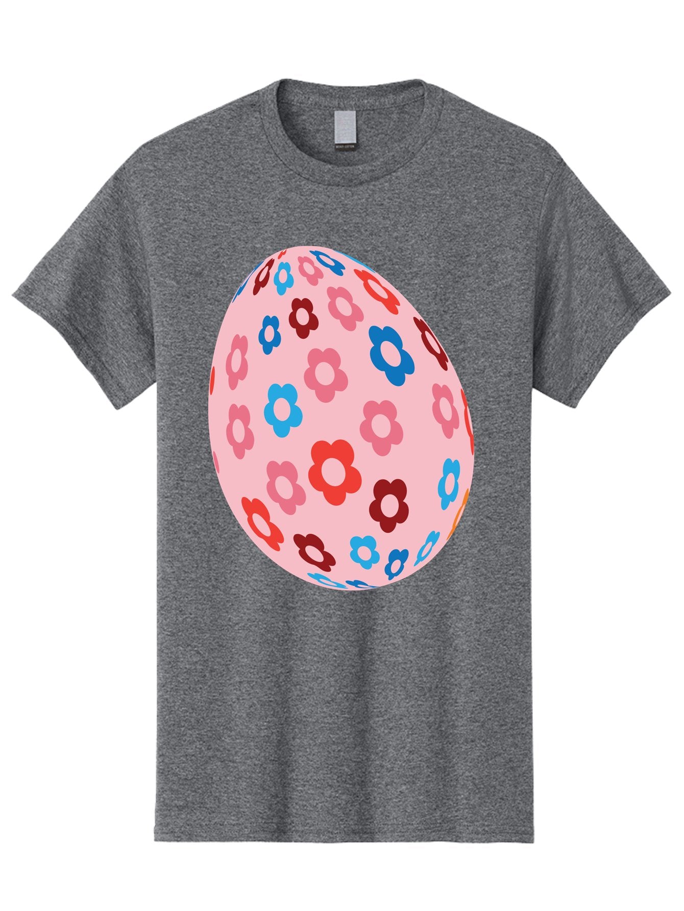 Floral-Egg-2 Men'S Graphic Tee, 100% Cotton, Comfortable Casual Summer Wear, Machine Washable, Easter Egg, Floral Pattern, Pink Background, Red Flowers, Blue Flowers, Colorful Design, Spring Theme, Easter Decoration, Digital Illustration, Aac730 14