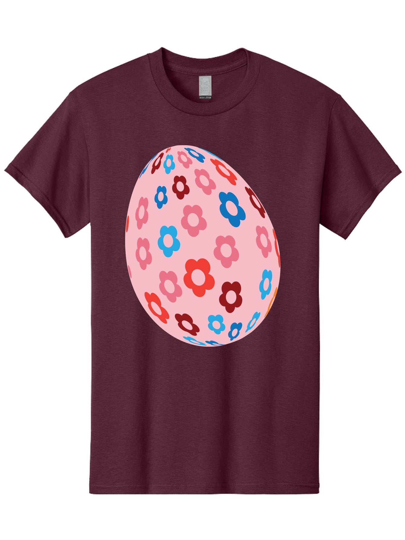 Floral-Egg-2 Men'S Graphic Tee, 100% Cotton, Comfortable Casual Summer Wear, Machine Washable, Easter Egg, Floral Pattern, Pink Background, Red Flowers, Blue Flowers, Colorful Design, Spring Theme, Easter Decoration, Digital Illustration, Aac730 6