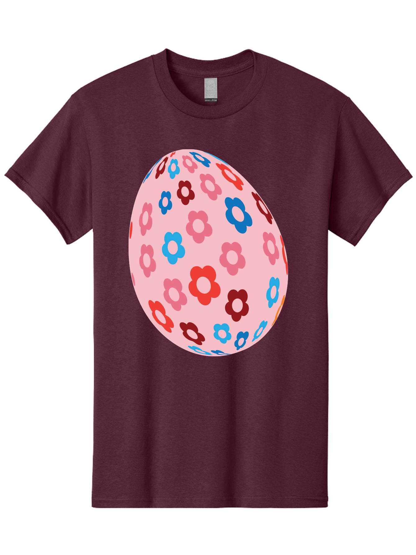 Floral-Egg-2 Men'S Graphic Tee, 100% Cotton, Comfortable Casual Summer Wear, Machine Washable, Easter Egg, Floral Pattern, Pink Background, Red Flowers, Blue Flowers, Colorful Design, Spring Theme, Easter Decoration, Digital Illustration, Aac730 13