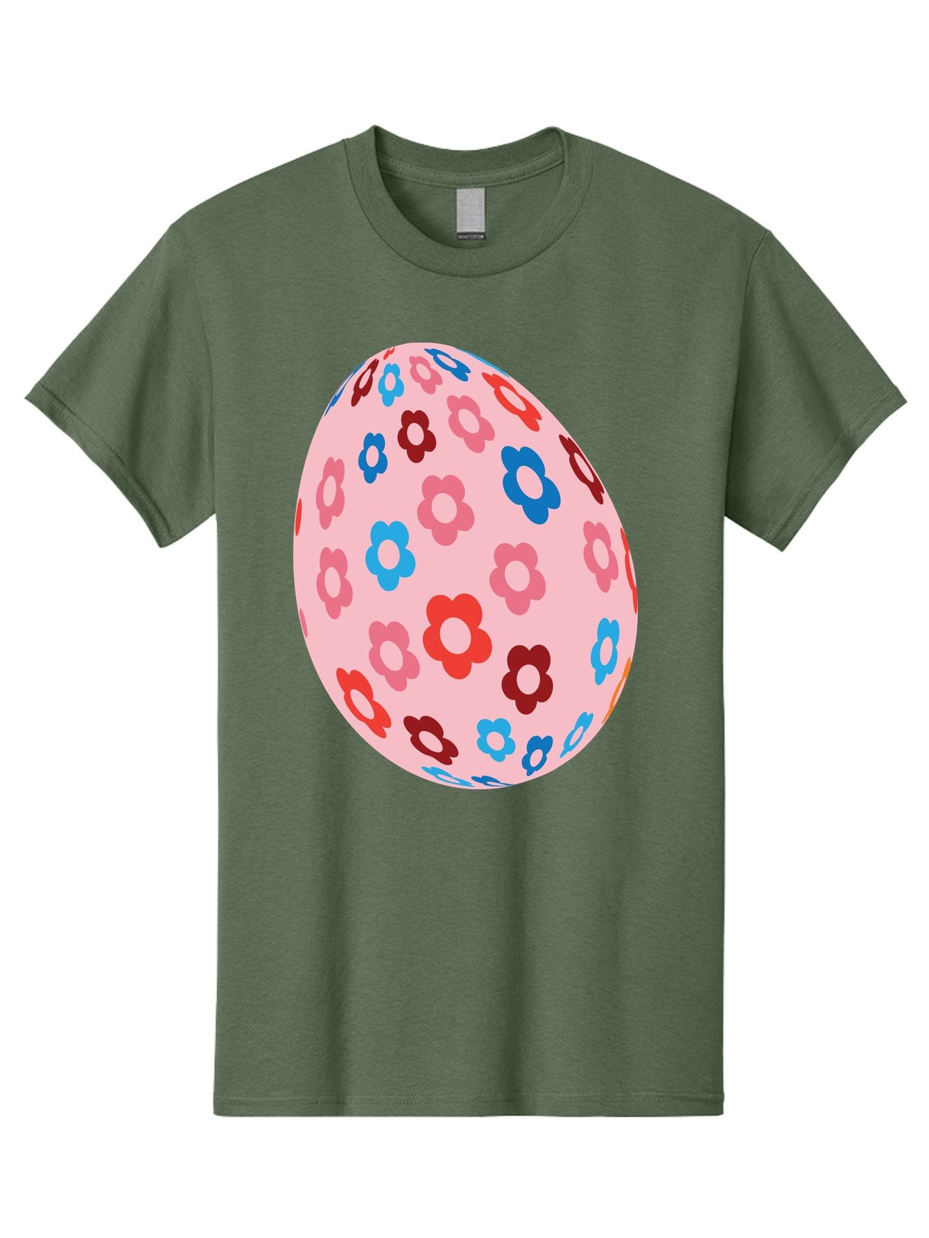 Floral-Egg-2 Men'S Graphic Tee, 100% Cotton, Comfortable Casual Summer Wear, Machine Washable, Easter Egg, Floral Pattern, Pink Background, Red Flowers, Blue Flowers, Colorful Design, Spring Theme, Easter Decoration, Digital Illustration, Aac730 10