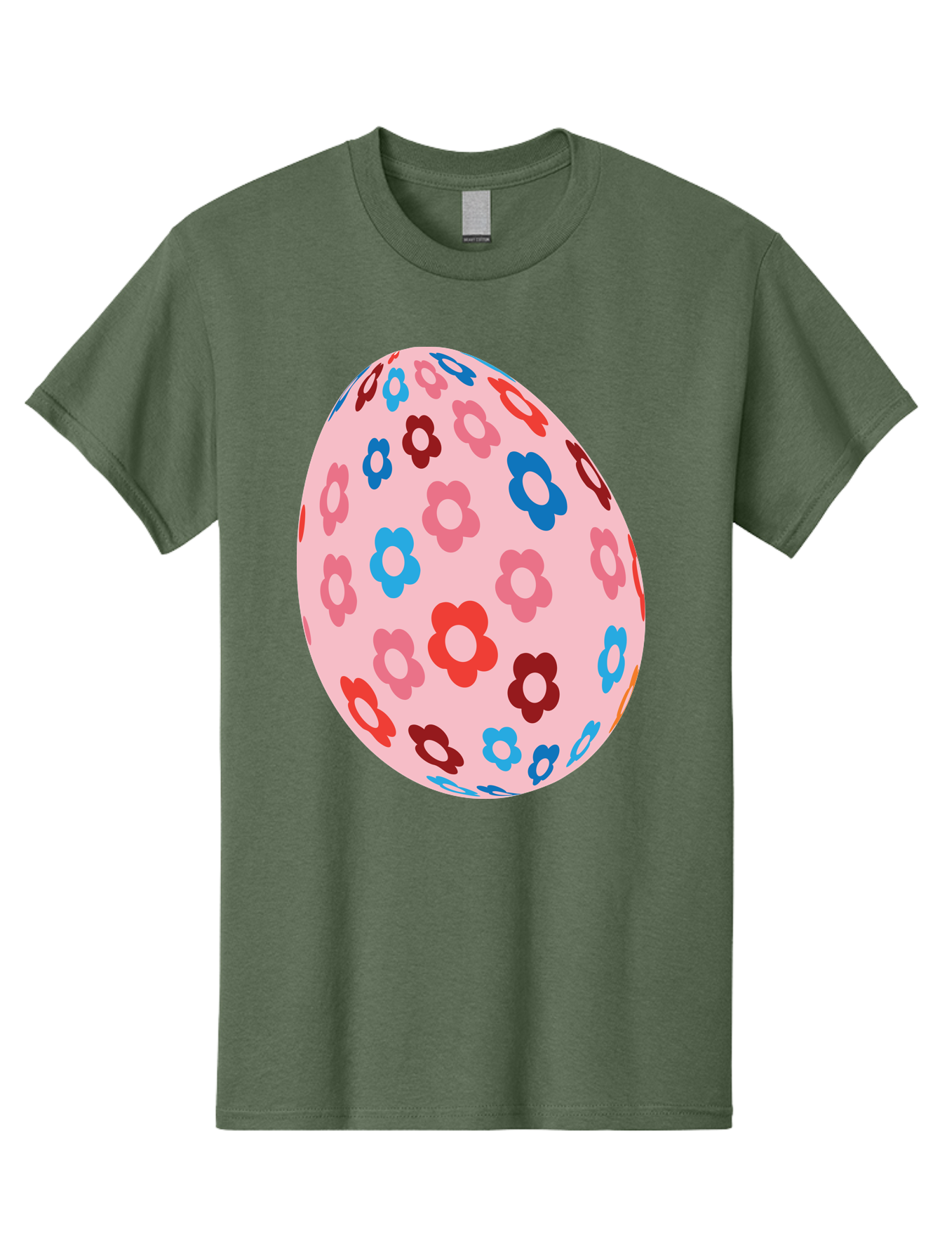 Floral-Egg-2 Men'S Graphic Tee, 100% Cotton, Comfortable Casual Summer Wear, Machine Washable, Easter Egg, Floral Pattern, Pink Background, Red Flowers, Blue Flowers, Colorful Design, Spring Theme, Easter Decoration, Digital Illustration, Aac730 27