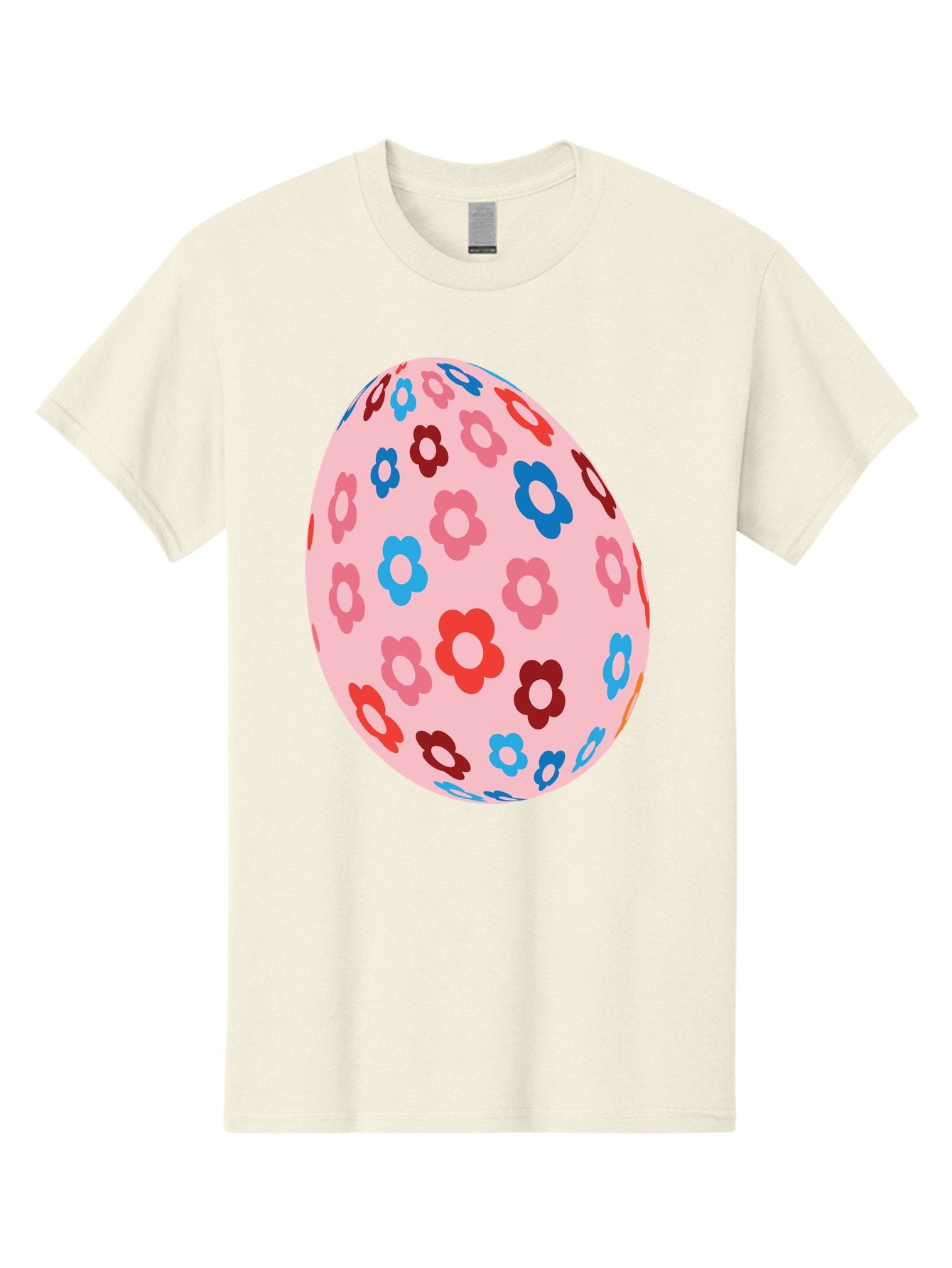 Floral-Egg-2 Men'S Graphic Tee, 100% Cotton, Comfortable Casual Summer Wear, Machine Washable, Easter Egg, Floral Pattern, Pink Background, Red Flowers, Blue Flowers, Colorful Design, Spring Theme, Easter Decoration, Digital Illustration, Aac730 11