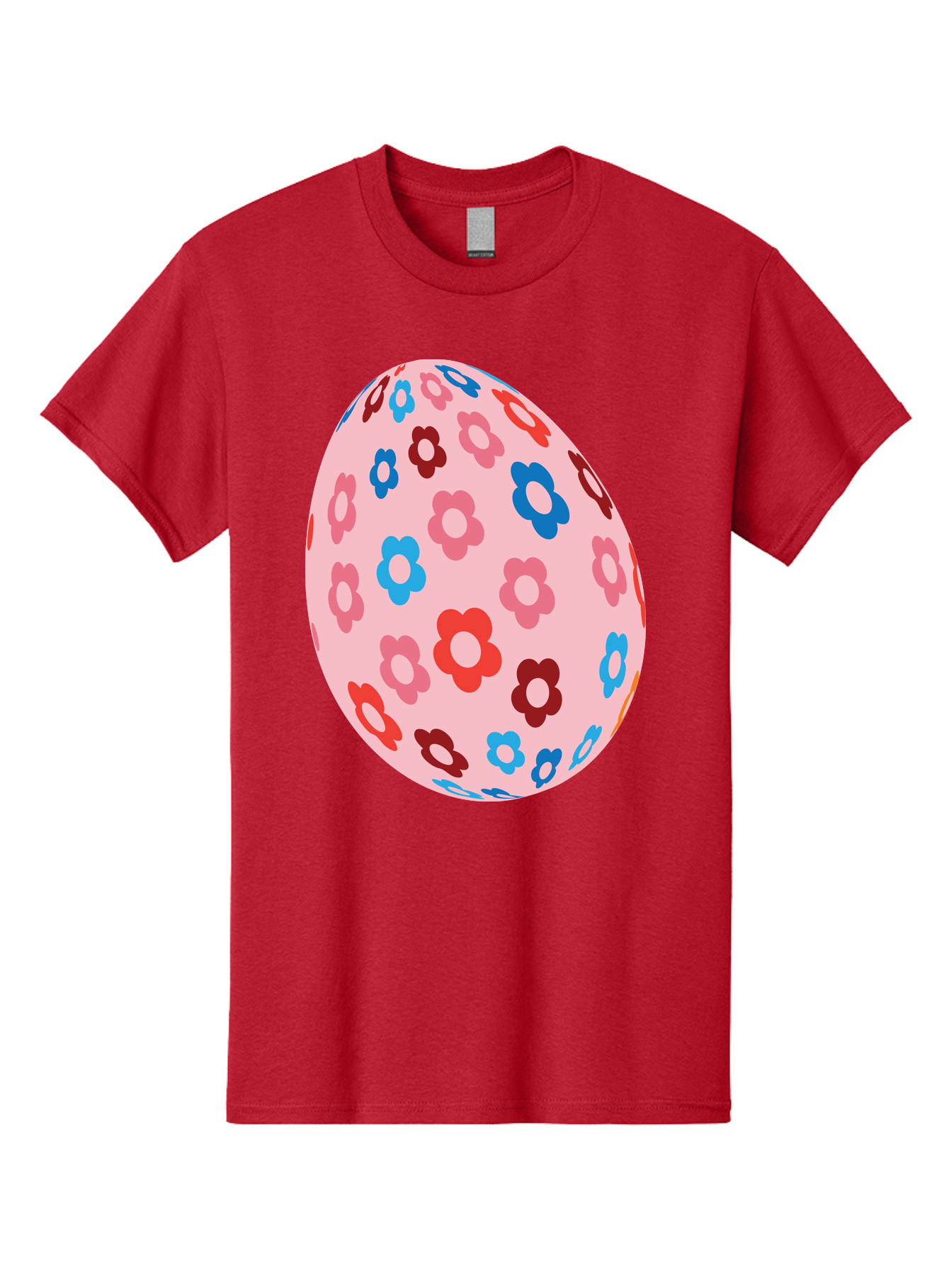 Floral-Egg-2 Men'S Graphic Tee, 100% Cotton, Comfortable Casual Summer Wear, Machine Washable, Easter Egg, Floral Pattern, Pink Background, Red Flowers, Blue Flowers, Colorful Design, Spring Theme, Easter Decoration, Digital Illustration, Aac730 11