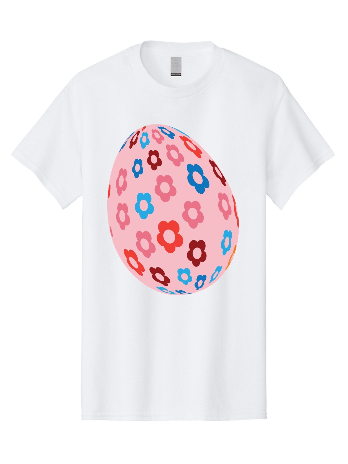 Floral-Egg-2 Men'S Graphic Tee, 100% Cotton, Comfortable Casual Summer Wear, Machine Washable, Easter Egg, Floral Pattern, Pink Background, Red Flowers, Blue Flowers, Colorful Design, Spring Theme, Easter Decoration, Digital Illustration, Aac730 15