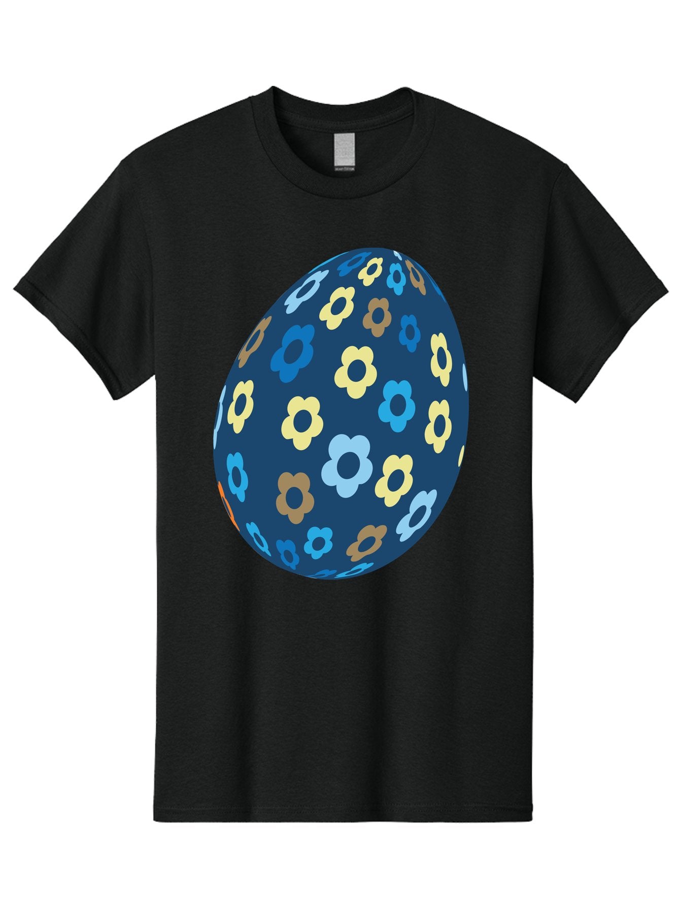 Floral-Egg-3 Men'S Graphic Tee, 100% Cotton, Comfortable Casual Summer Wear, Machine Washable, Easter Egg, Floral Pattern, Pastel Colors, Blue Egg, Yellow Flowers, Brown Flowers, Light Blue Flowers, Spring Theme, Easter Decoration Aac731 9