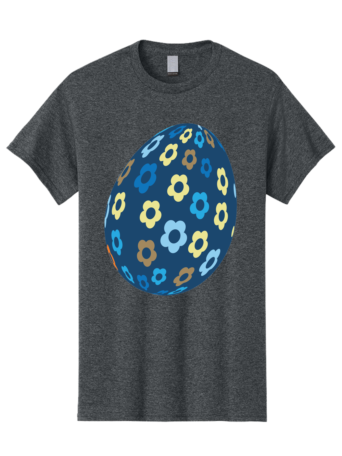 Floral-Egg-3 Men'S Graphic Tee, 100% Cotton, Comfortable Casual Summer Wear, Machine Washable, Easter Egg, Floral Pattern, Pastel Colors, Blue Egg, Yellow Flowers, Brown Flowers, Light Blue Flowers, Spring Theme, Easter Decoration Aac731 11
