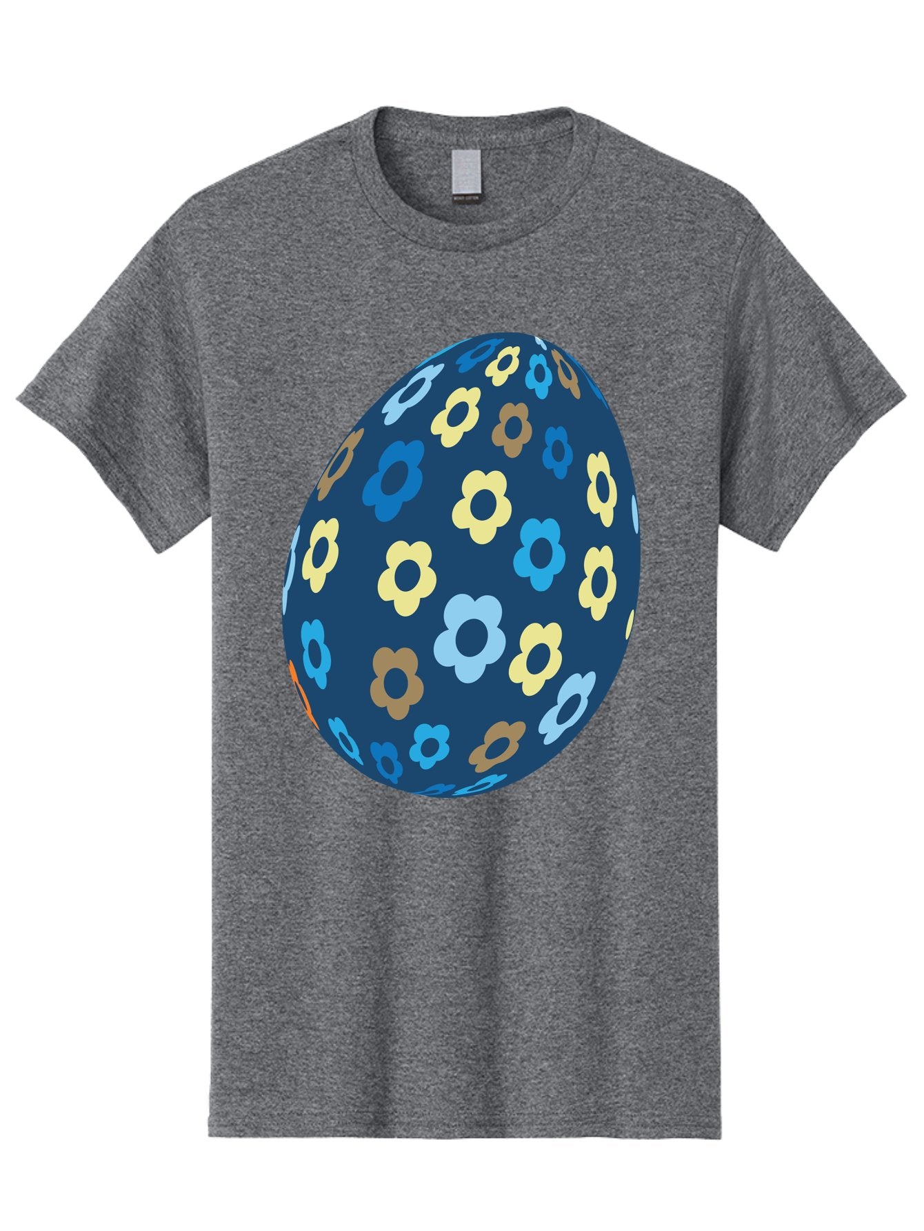 Floral-Egg-3 Men'S Graphic Tee, 100% Cotton, Comfortable Casual Summer Wear, Machine Washable, Easter Egg, Floral Pattern, Pastel Colors, Blue Egg, Yellow Flowers, Brown Flowers, Light Blue Flowers, Spring Theme, Easter Decoration Aac731 4