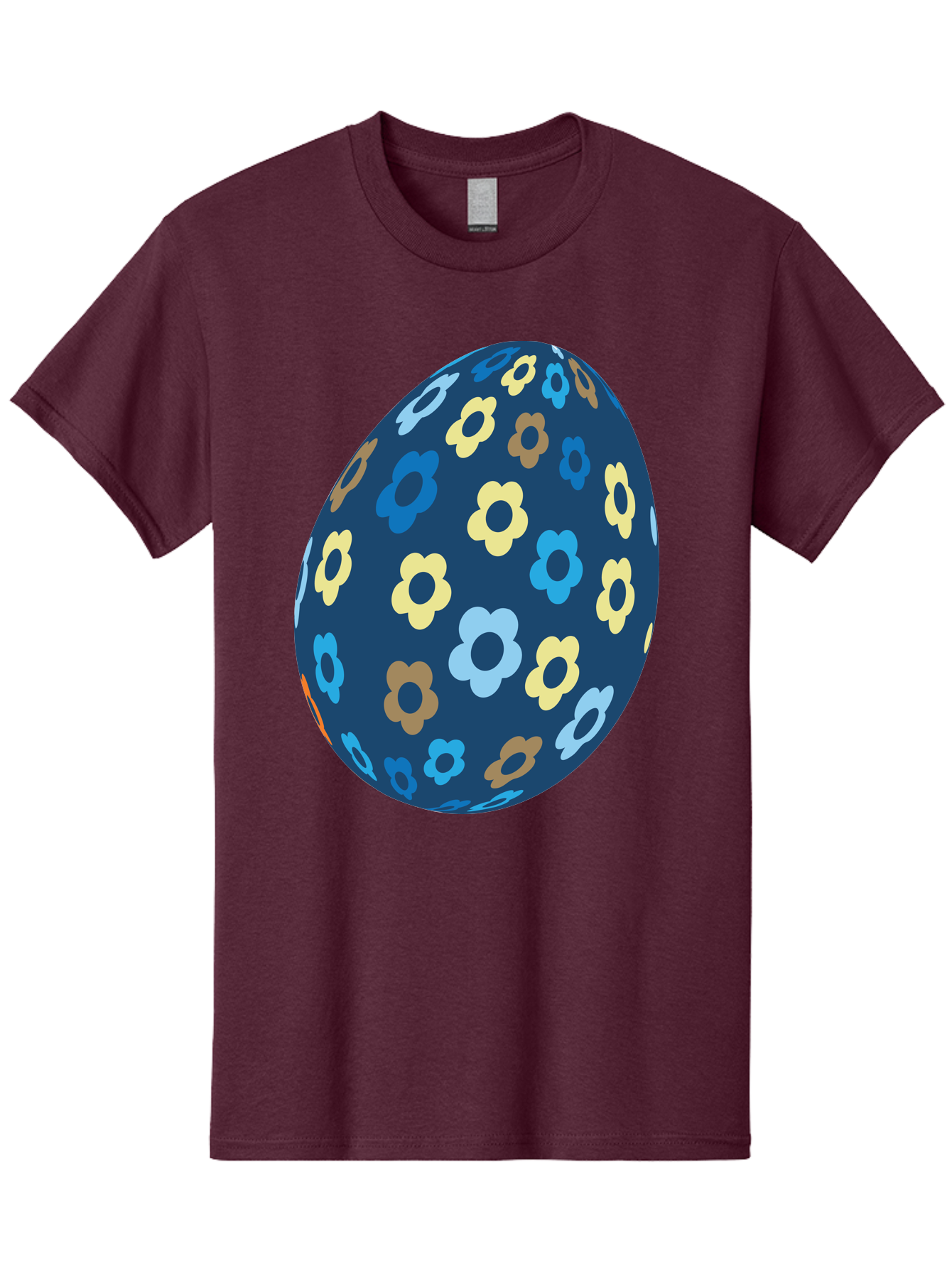Floral-Egg-3 Men'S Graphic Tee, 100% Cotton, Comfortable Casual Summer Wear, Machine Washable, Easter Egg, Floral Pattern, Pastel Colors, Blue Egg, Yellow Flowers, Brown Flowers, Light Blue Flowers, Spring Theme, Easter Decoration Aac731 5