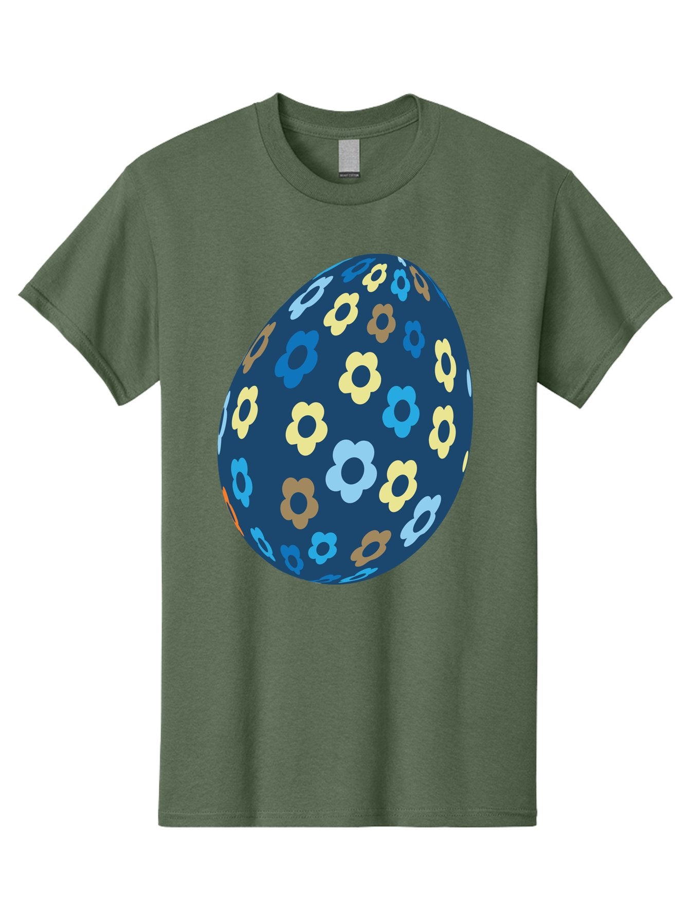 Floral-Egg-3 Men'S Graphic Tee, 100% Cotton, Comfortable Casual Summer Wear, Machine Washable, Easter Egg, Floral Pattern, Pastel Colors, Blue Egg, Yellow Flowers, Brown Flowers, Light Blue Flowers, Spring Theme, Easter Decoration Aac731 5