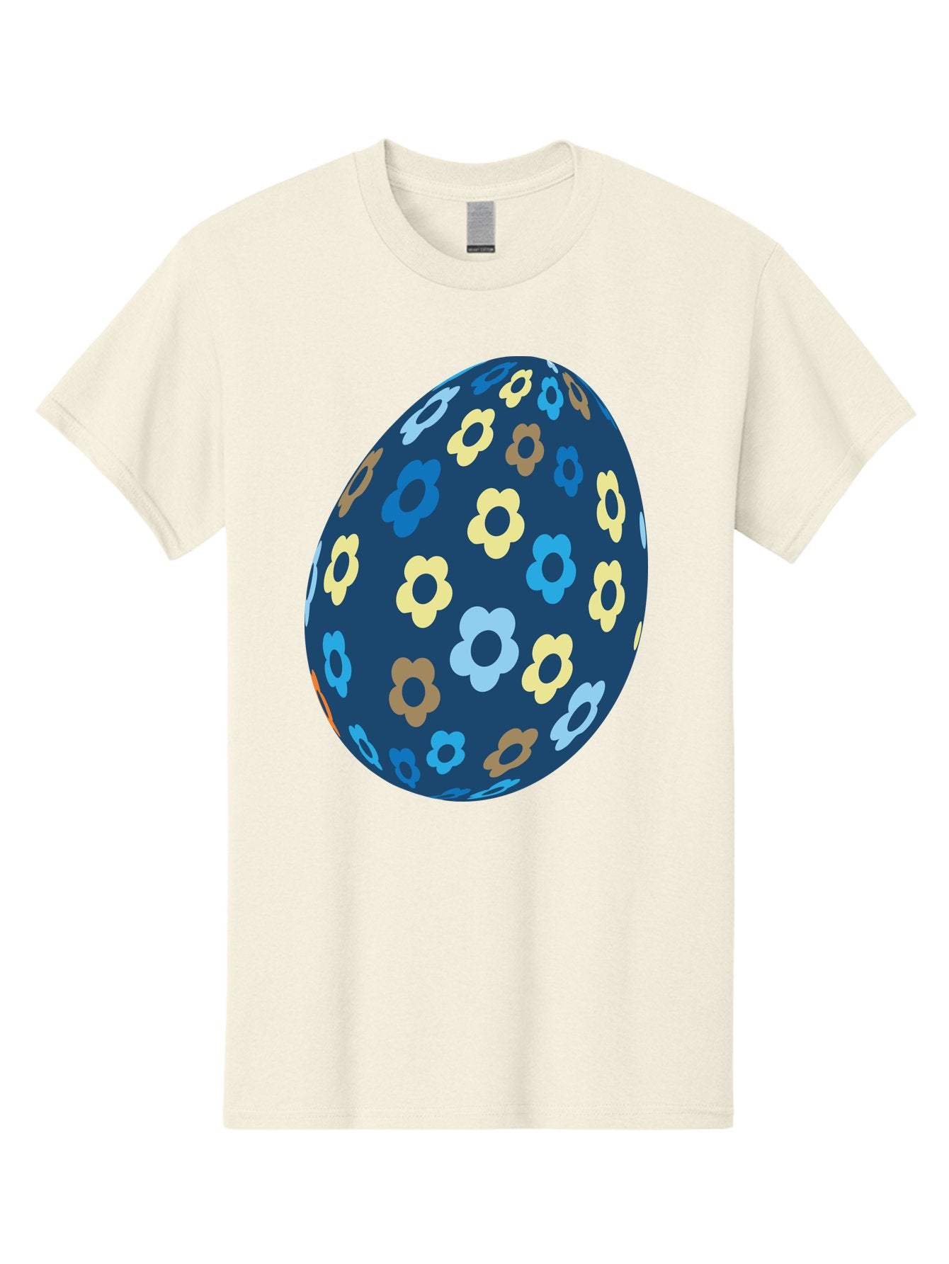 Floral-Egg-3 Men'S Graphic Tee, 100% Cotton, Comfortable Casual Summer Wear, Machine Washable, Easter Egg, Floral Pattern, Pastel Colors, Blue Egg, Yellow Flowers, Brown Flowers, Light Blue Flowers, Spring Theme, Easter Decoration Aac731 13