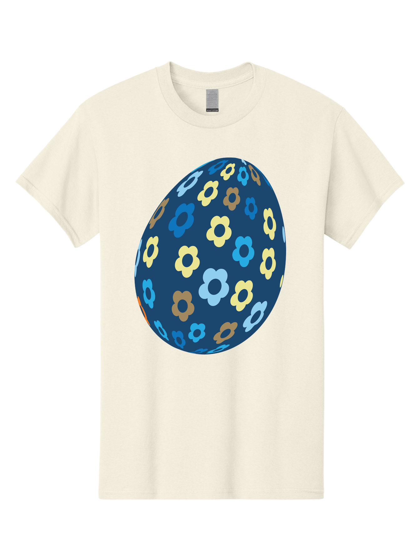 Floral-Egg-3 Men'S Graphic Tee, 100% Cotton, Comfortable Casual Summer Wear, Machine Washable, Easter Egg, Floral Pattern, Pastel Colors, Blue Egg, Yellow Flowers, Brown Flowers, Light Blue Flowers, Spring Theme, Easter Decoration Aac731 29