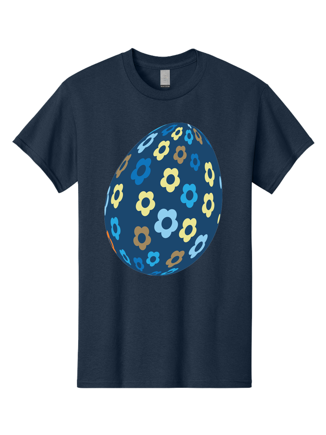 Floral-Egg-3 Men'S Graphic Tee, 100% Cotton, Comfortable Casual Summer Wear, Machine Washable, Easter Egg, Floral Pattern, Pastel Colors, Blue Egg, Yellow Flowers, Brown Flowers, Light Blue Flowers, Spring Theme, Easter Decoration Aac731 19