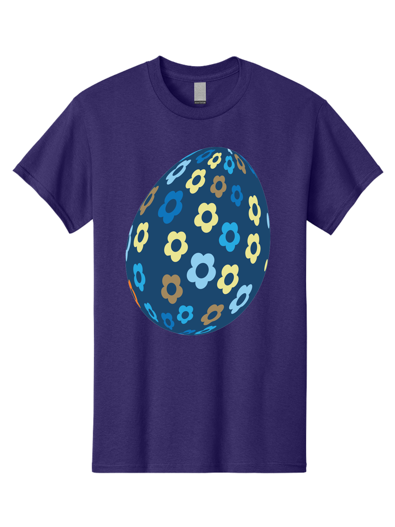 Floral-Egg-3 Men'S Graphic Tee, 100% Cotton, Comfortable Casual Summer Wear, Machine Washable, Easter Egg, Floral Pattern, Pastel Colors, Blue Egg, Yellow Flowers, Brown Flowers, Light Blue Flowers, Spring Theme, Easter Decoration Aac731 27