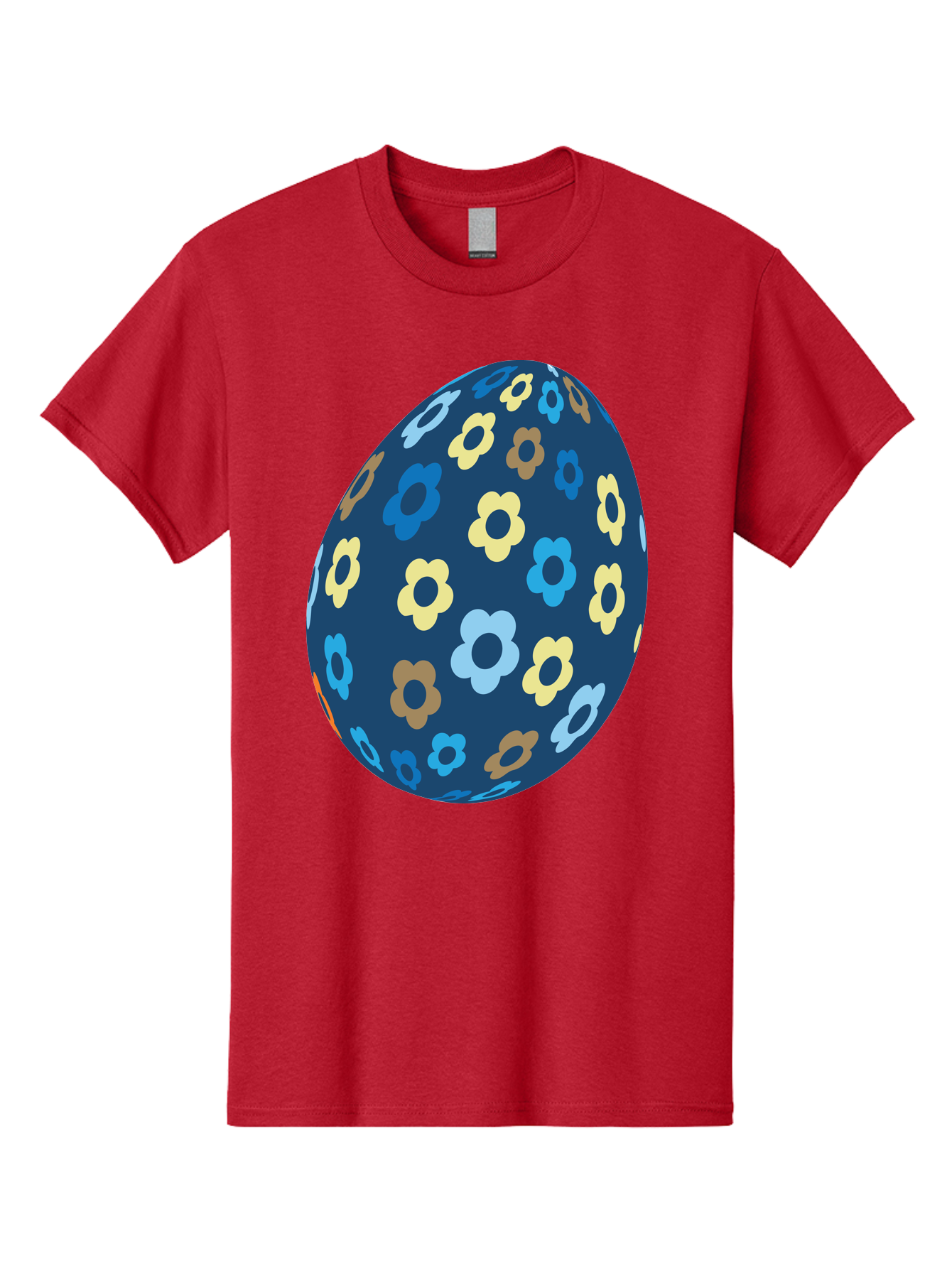 Floral-Egg-3 Men'S Graphic Tee, 100% Cotton, Comfortable Casual Summer Wear, Machine Washable, Easter Egg, Floral Pattern, Pastel Colors, Blue Egg, Yellow Flowers, Brown Flowers, Light Blue Flowers, Spring Theme, Easter Decoration Aac731 13