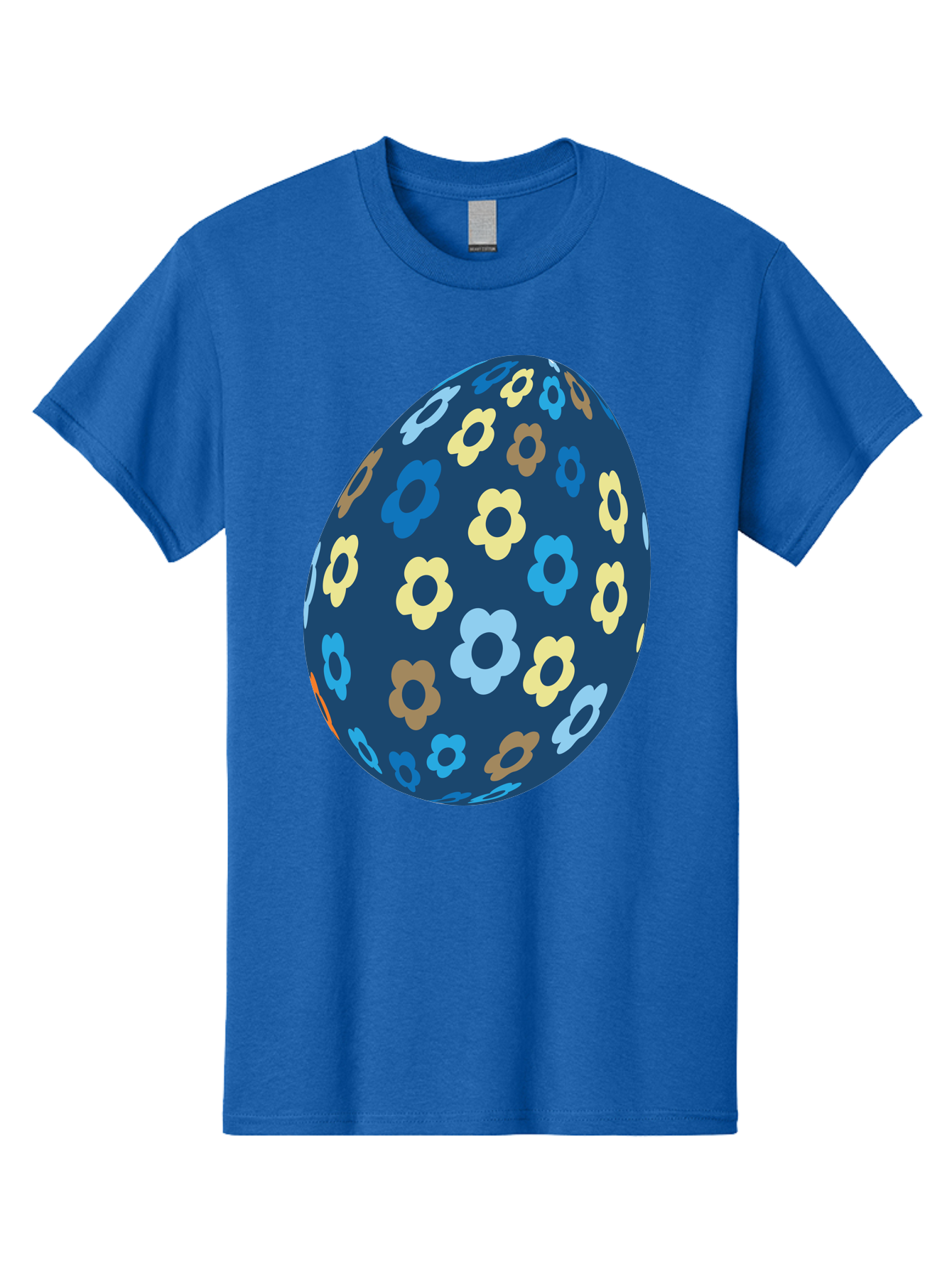 Floral-Egg-3 Men'S Graphic Tee, 100% Cotton, Comfortable Casual Summer Wear, Machine Washable, Easter Egg, Floral Pattern, Pastel Colors, Blue Egg, Yellow Flowers, Brown Flowers, Light Blue Flowers, Spring Theme, Easter Decoration Aac731 25