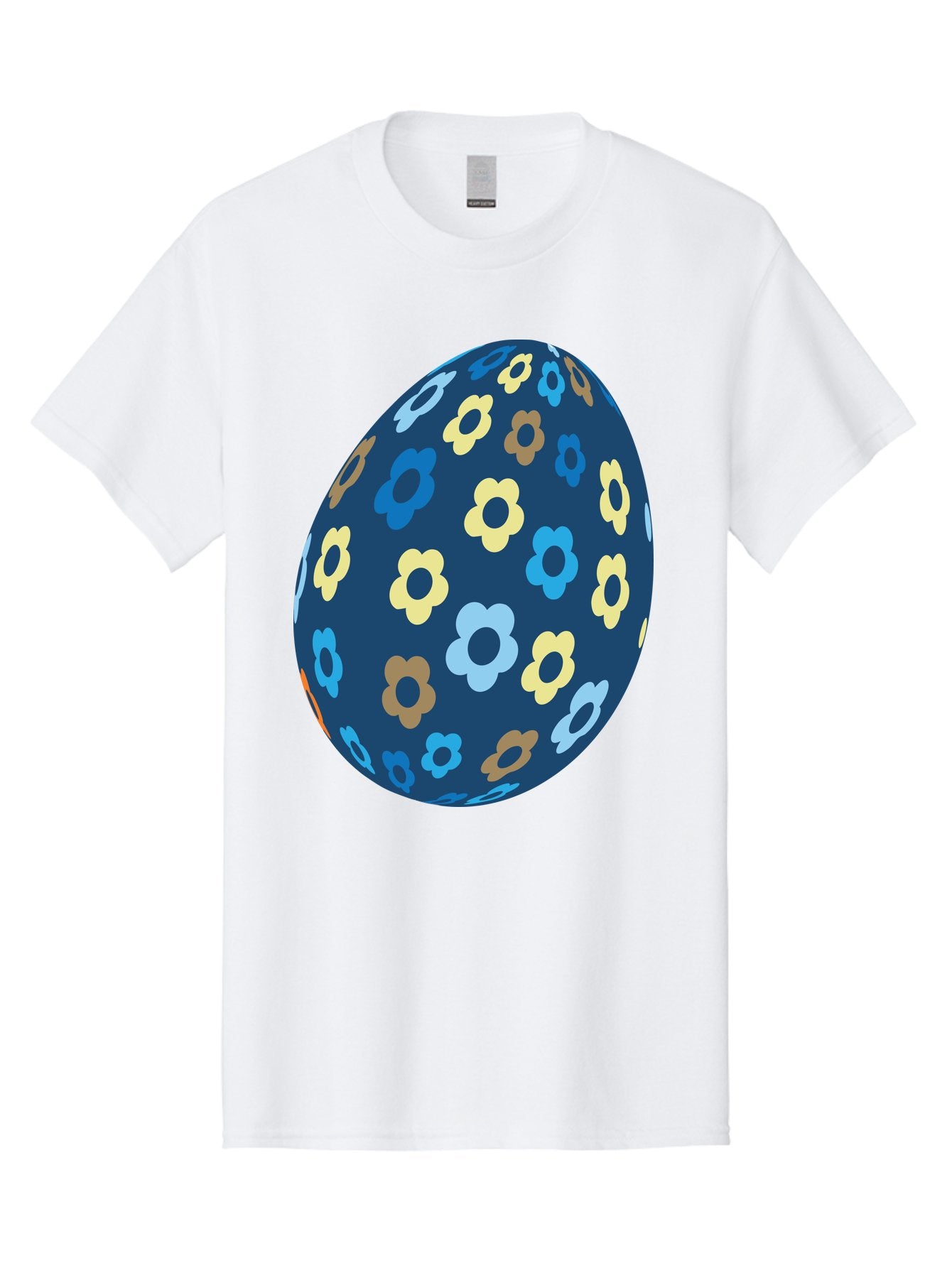 Floral-Egg-3 Men'S Graphic Tee, 100% Cotton, Comfortable Casual Summer Wear, Machine Washable, Easter Egg, Floral Pattern, Pastel Colors, Blue Egg, Yellow Flowers, Brown Flowers, Light Blue Flowers, Spring Theme, Easter Decoration Aac731 15