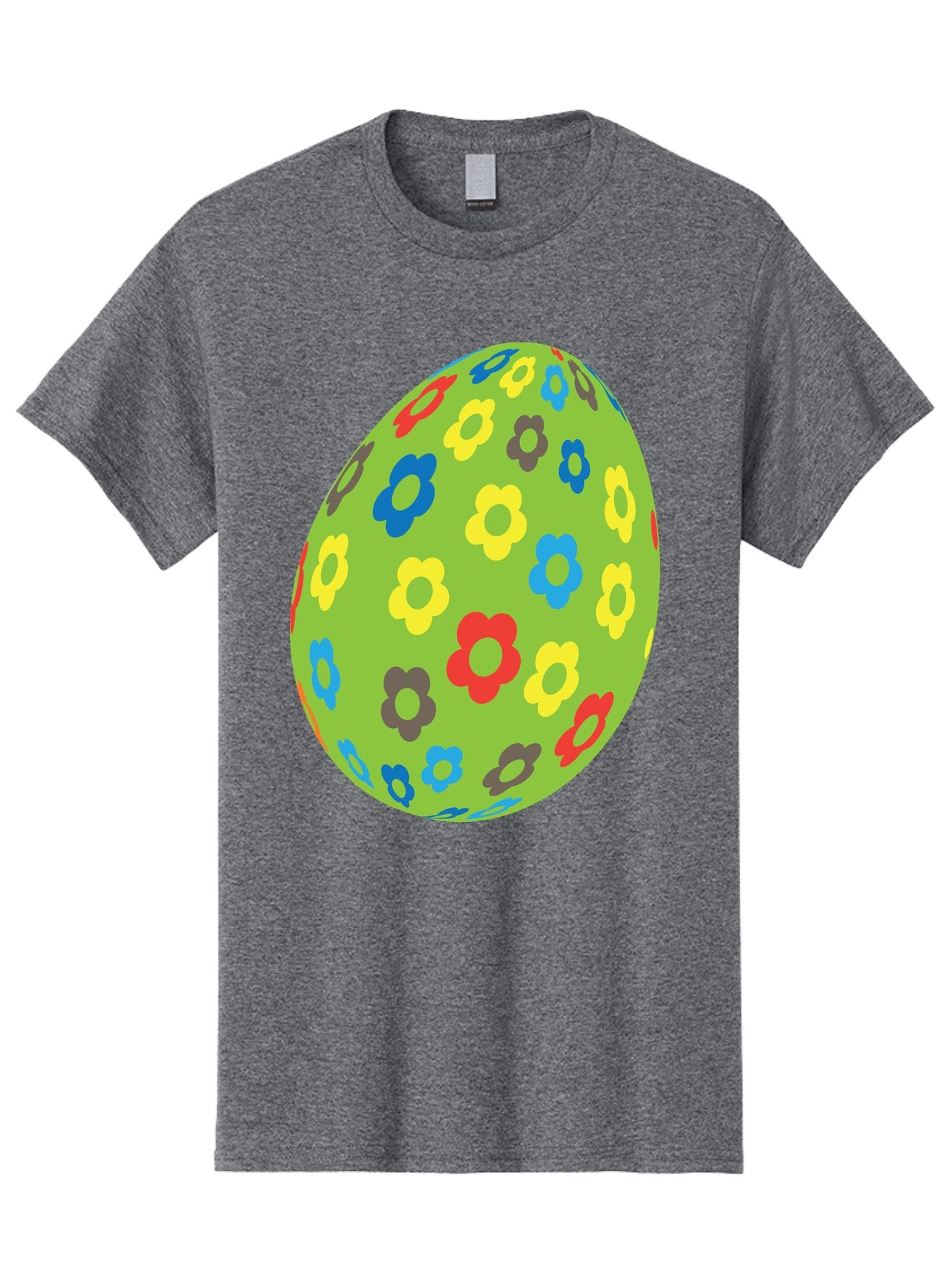 Floral-Egg Men'S Graphic Tee, 100% Cotton, Comfortable Casual Summer Wear, Machine Washable, Decorated Egg, Floral Pattern, Colorful Flowers, Easter Egg Decoration, Spring Theme, Festive Design, Cartoon Style, Red, Blue, Yellow, Purple Flowers Aac732 11