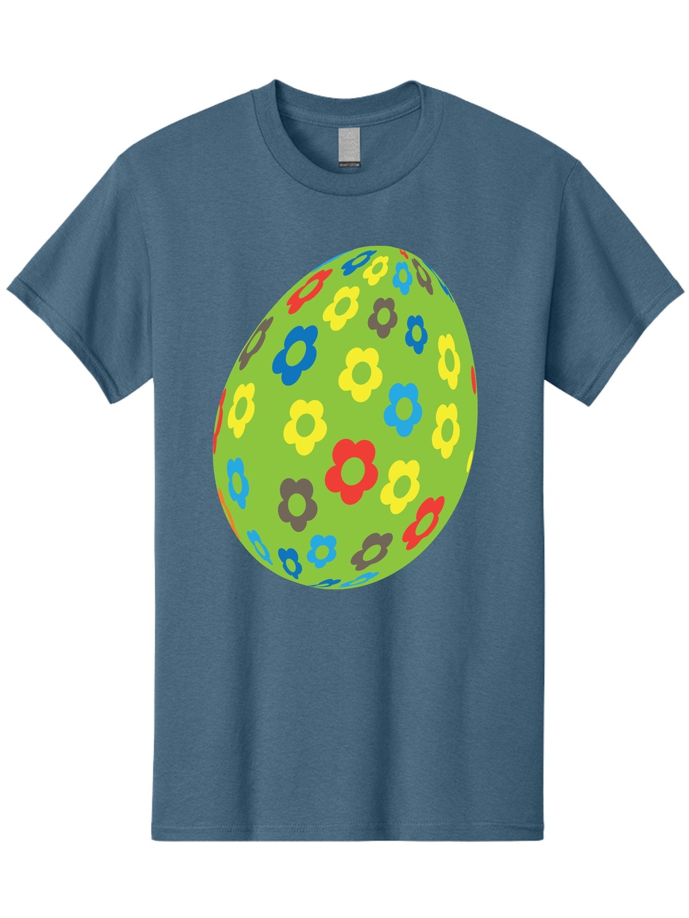 Floral-Egg Men'S Graphic Tee, 100% Cotton, Comfortable Casual Summer Wear, Machine Washable, Decorated Egg, Floral Pattern, Colorful Flowers, Easter Egg Decoration, Spring Theme, Festive Design, Cartoon Style, Red, Blue, Yellow, Purple Flowers Aac732