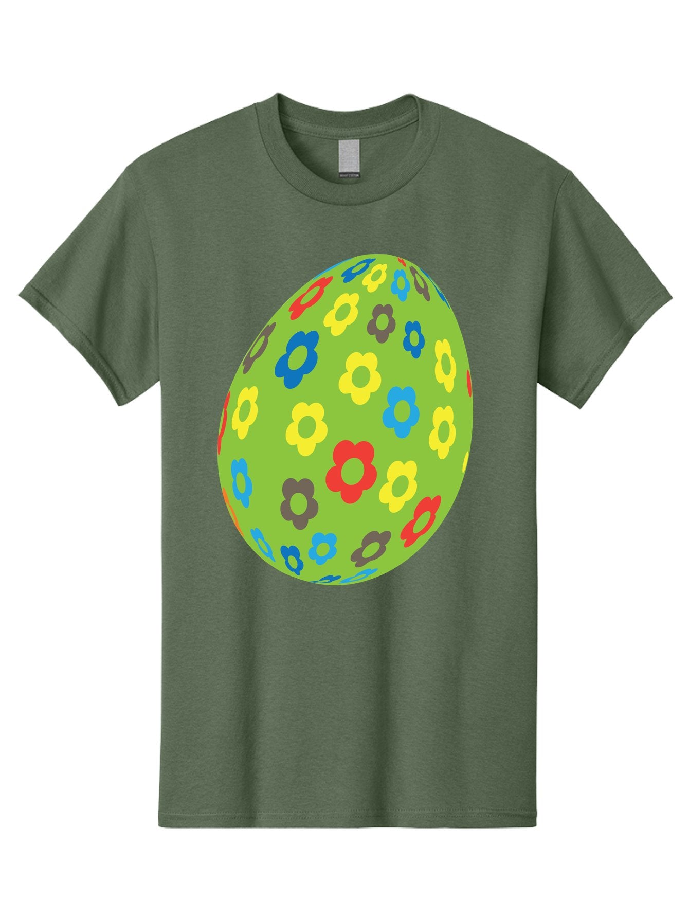 Floral-Egg Men'S Graphic Tee, 100% Cotton, Comfortable Casual Summer Wear, Machine Washable, Decorated Egg, Floral Pattern, Colorful Flowers, Easter Egg Decoration, Spring Theme, Festive Design, Cartoon Style, Red, Blue, Yellow, Purple Flowers Aac732 12