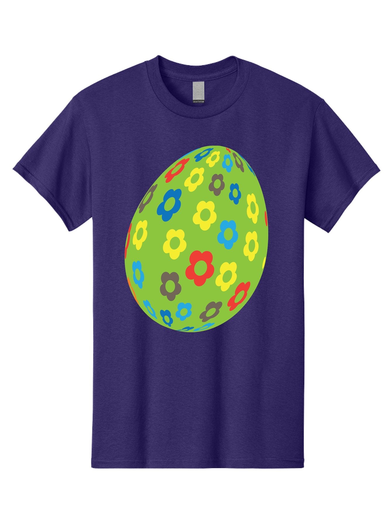 Floral-Egg Men'S Graphic Tee, 100% Cotton, Comfortable Casual Summer Wear, Machine Washable, Decorated Egg, Floral Pattern, Colorful Flowers, Easter Egg Decoration, Spring Theme, Festive Design, Cartoon Style, Red, Blue, Yellow, Purple Flowers Aac732 8