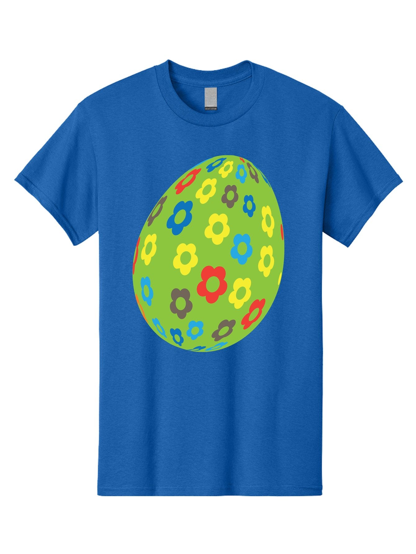 Floral-Egg Men'S Graphic Tee, 100% Cotton, Comfortable Casual Summer Wear, Machine Washable, Decorated Egg, Floral Pattern, Colorful Flowers, Easter Egg Decoration, Spring Theme, Festive Design, Cartoon Style, Red, Blue, Yellow, Purple Flowers Aac732 4