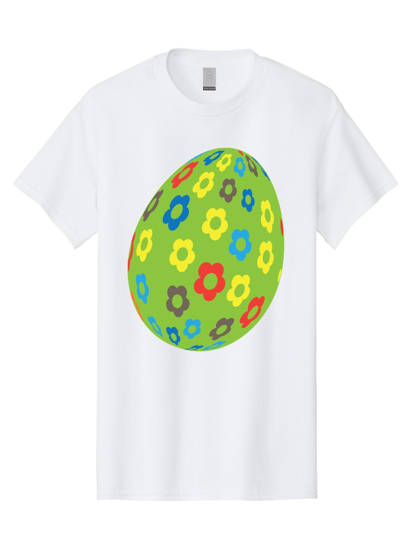 Floral-Egg Men'S Graphic Tee, 100% Cotton, Comfortable Casual Summer Wear, Machine Washable, Decorated Egg, Floral Pattern, Colorful Flowers, Easter Egg Decoration, Spring Theme, Festive Design, Cartoon Style, Red, Blue, Yellow, Purple Flowers Aac732 15