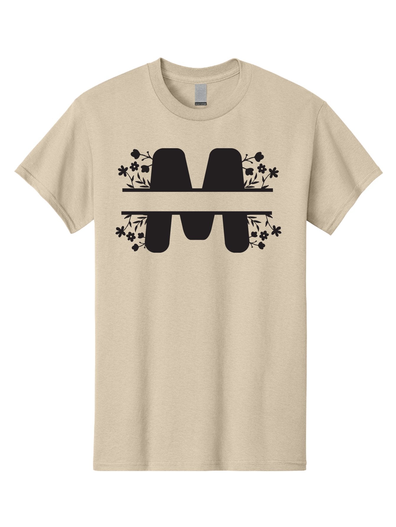 Floral-M-Logo Men'S Graphic Tee, 100% Cotton, Comfortable Casual Summer Wear, Machine Washable, Stylish Logo, Letter M, Floral Design, Bold Typography, Decorative Flowers, Modern Graphics, Sleek Design Aac735 5