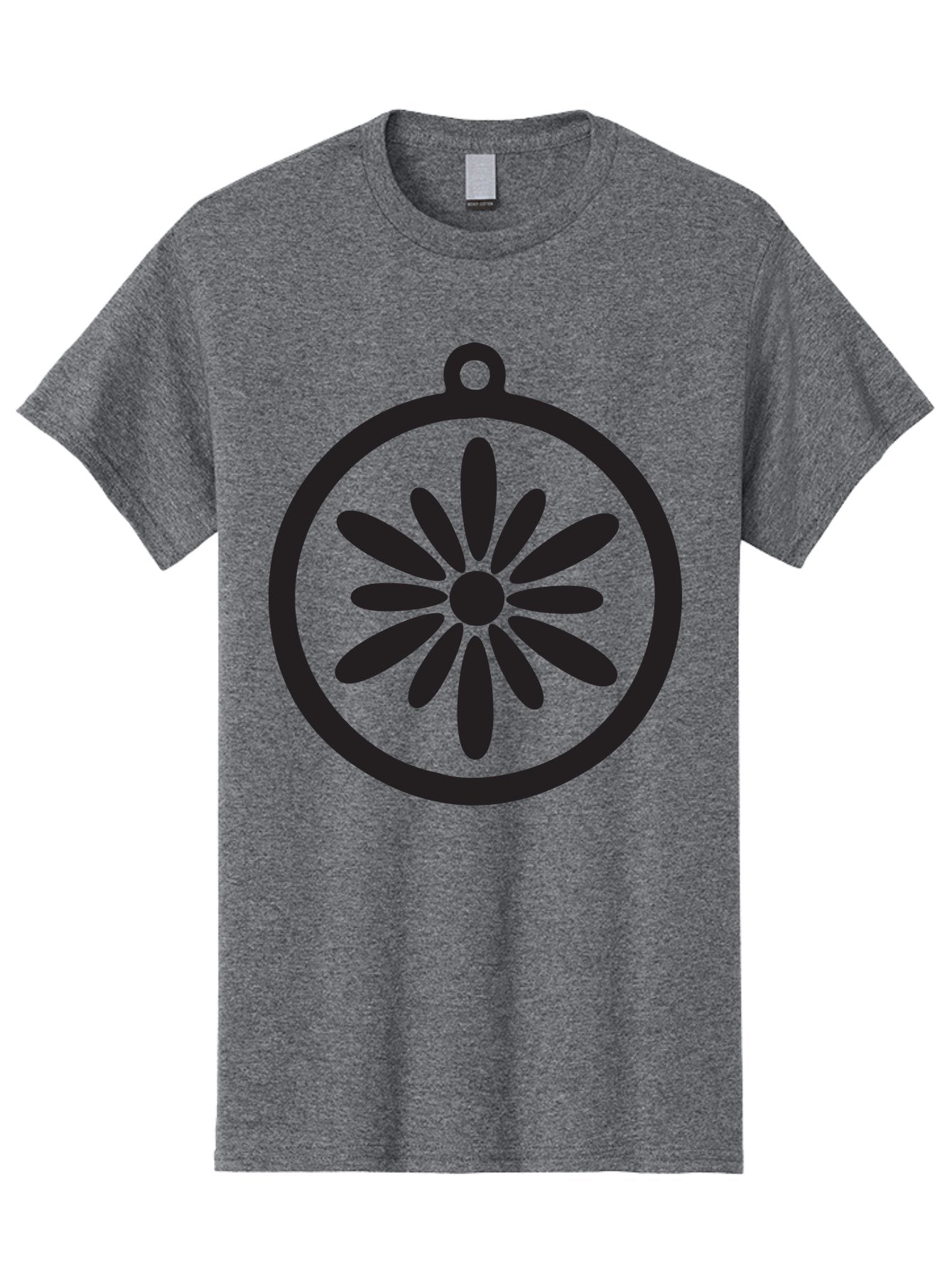Flower-Pendant Men'S Graphic Tee, 100% Cotton, Comfortable Casual Summer Wear, Machine Washable, Flower Pendant, Minimalist Design, Circular Shape, Floral Motif, Simple Jewelry, Elegant Accessory, Modern Charm, Stylized Bloom Aac737 4
