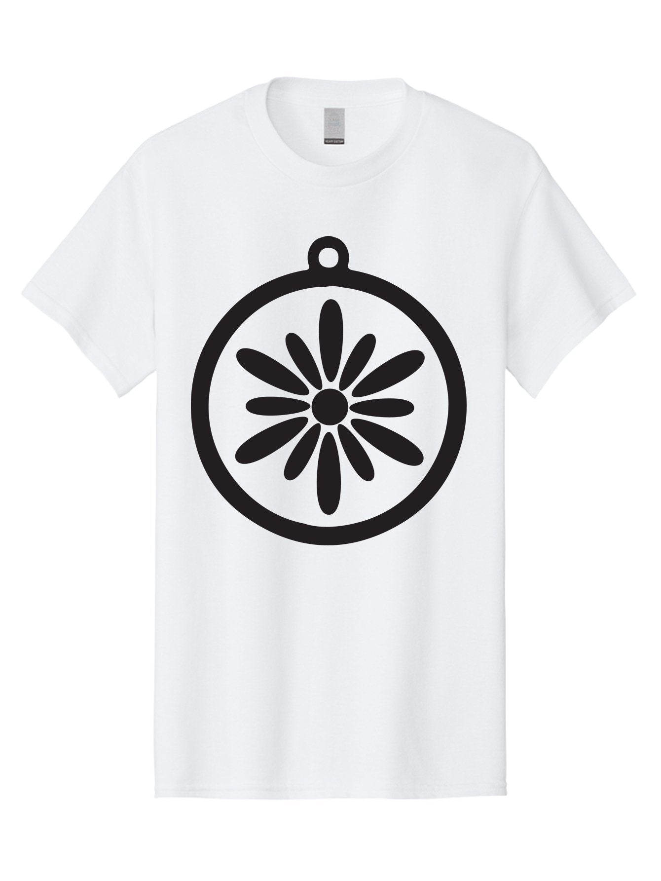 Flower-Pendant Men'S Graphic Tee, 100% Cotton, Comfortable Casual Summer Wear, Machine Washable, Flower Pendant, Minimalist Design, Circular Shape, Floral Motif, Simple Jewelry, Elegant Accessory, Modern Charm, Stylized Bloom Aac737 8