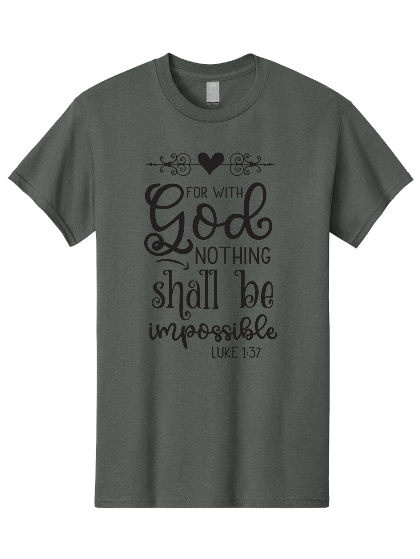 For-With-God-Nothing-Shall-Be-Impossible Men'S Graphic Tee, 100% Cotton, Comfortable Casual Summer Wear, Machine Washable, Inspirational Quote, Motivational Quote, Faith-Based Quote, Biblical Verse, Christian Quote, Luke 1:37, God Is Great, Aac744 4