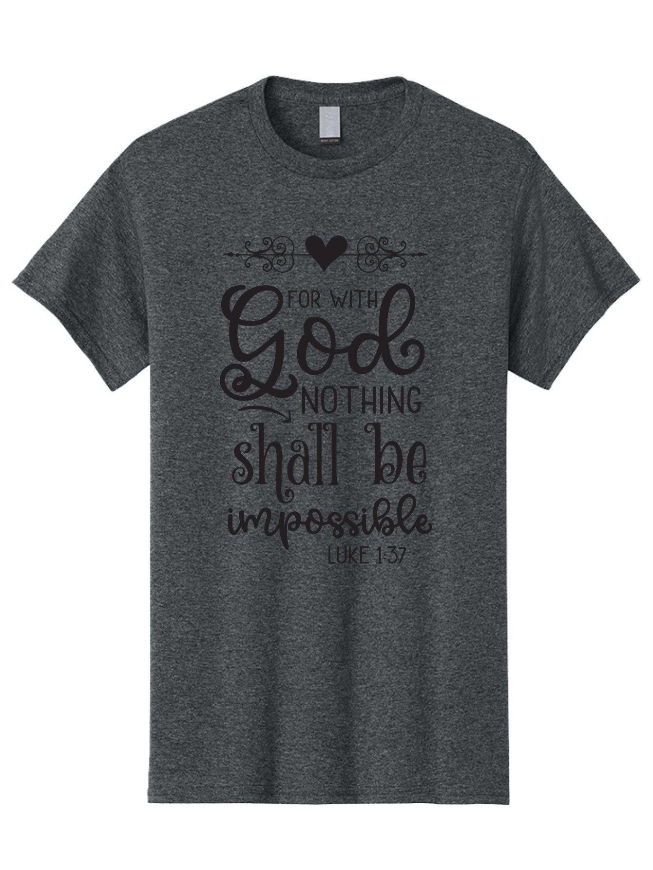 For-With-God-Nothing-Shall-Be-Impossible Men'S Graphic Tee, 100% Cotton, Comfortable Casual Summer Wear, Machine Washable, Inspirational Quote, Motivational Quote, Faith-Based Quote, Biblical Verse, Christian Quote, Luke 1:37, God Is Great, Aac744 15