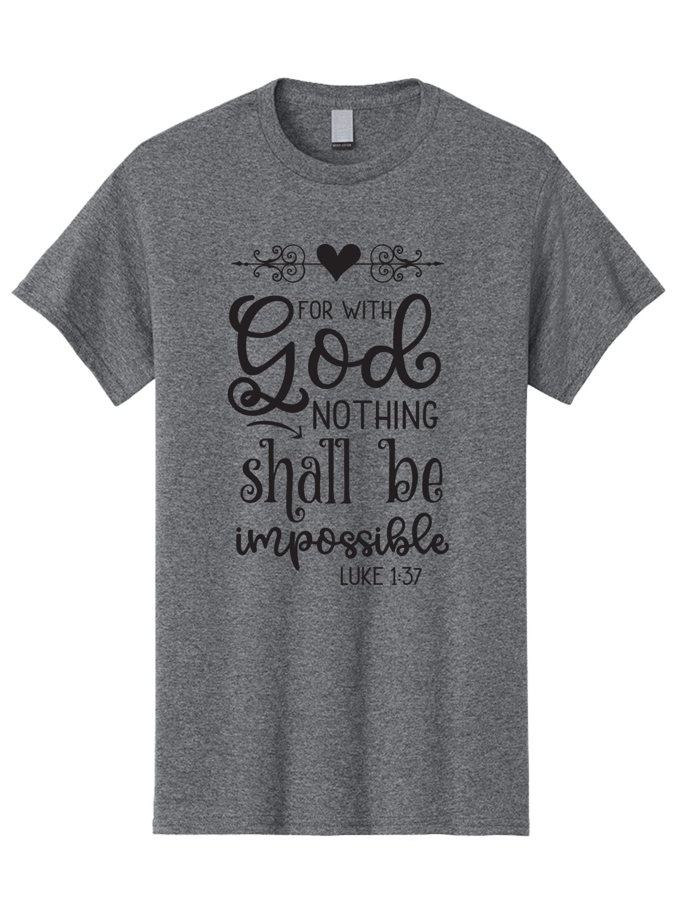 For-With-God-Nothing-Shall-Be-Impossible Men'S Graphic Tee, 100% Cotton, Comfortable Casual Summer Wear, Machine Washable, Inspirational Quote, Motivational Quote, Faith-Based Quote, Biblical Verse, Christian Quote, Luke 1:37, God Is Great, Aac744 5