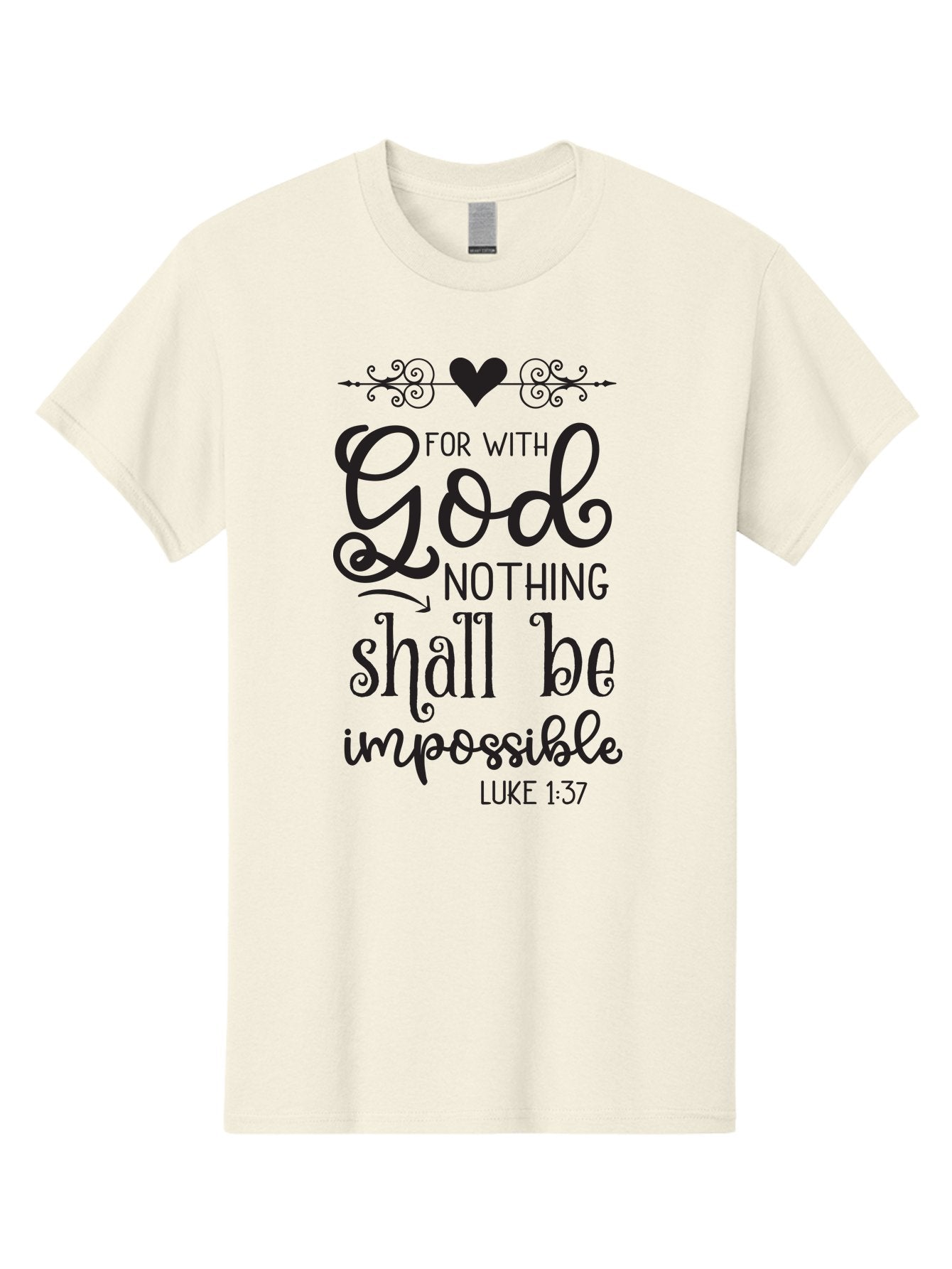 For-With-God-Nothing-Shall-Be-Impossible Men'S Graphic Tee, 100% Cotton, Comfortable Casual Summer Wear, Machine Washable, Inspirational Quote, Motivational Quote, Faith-Based Quote, Biblical Verse, Christian Quote, Luke 1:37, God Is Great, Aac744 10