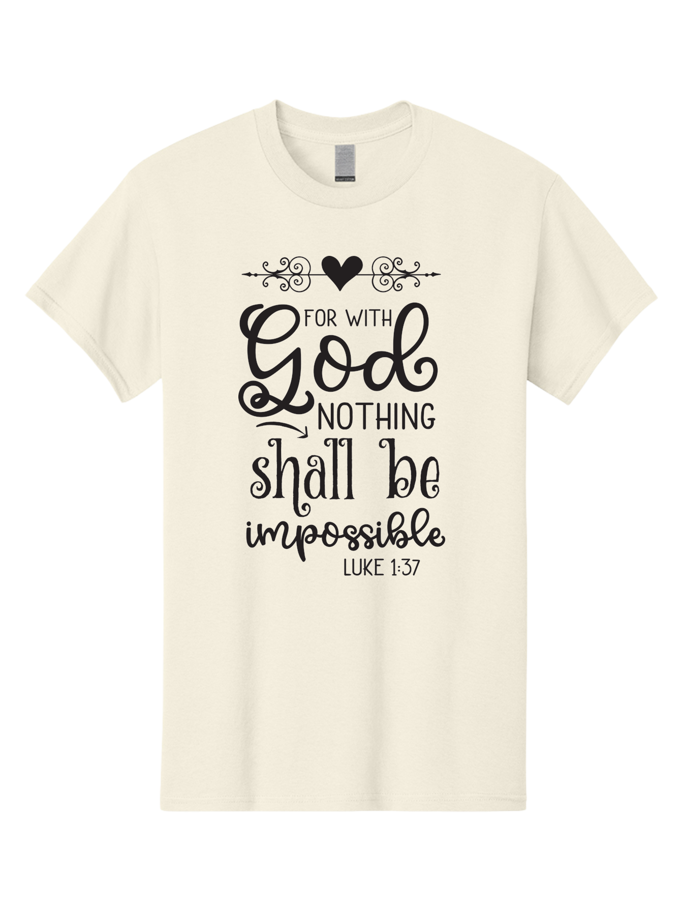 For-With-God-Nothing-Shall-Be-Impossible Men'S Graphic Tee, 100% Cotton, Comfortable Casual Summer Wear, Machine Washable, Inspirational Quote, Motivational Quote, Faith-Based Quote, Biblical Verse, Christian Quote, Luke 1:37, God Is Great, Aac744 27