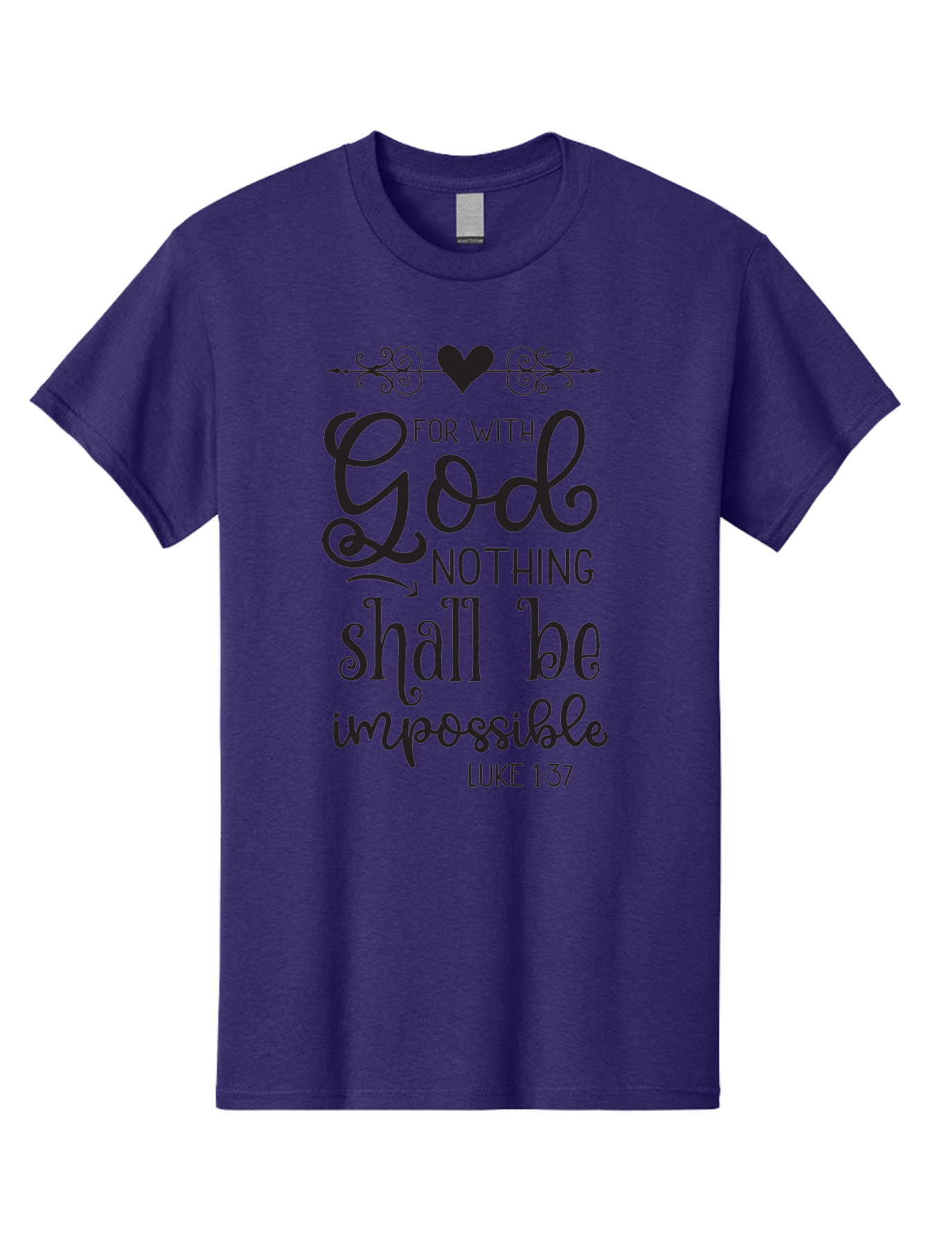For-With-God-Nothing-Shall-Be-Impossible Men'S Graphic Tee, 100% Cotton, Comfortable Casual Summer Wear, Machine Washable, Inspirational Quote, Motivational Quote, Faith-Based Quote, Biblical Verse, Christian Quote, Luke 1:37, God Is Great, Aac744 25