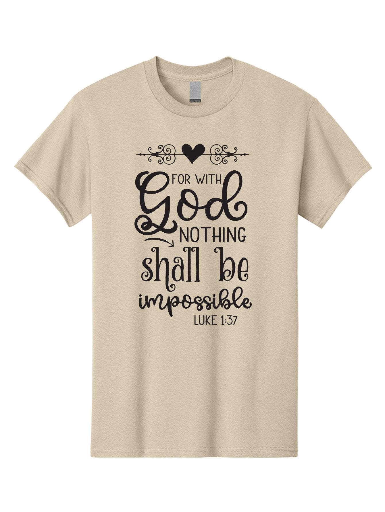 For-With-God-Nothing-Shall-Be-Impossible Men'S Graphic Tee, 100% Cotton, Comfortable Casual Summer Wear, Machine Washable, Inspirational Quote, Motivational Quote, Faith-Based Quote, Biblical Verse, Christian Quote, Luke 1:37, God Is Great, Aac744 9
